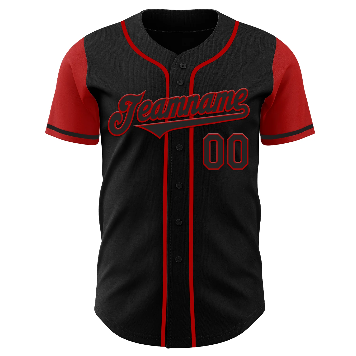 Custom Black Red Authentic Two Tone Baseball Jersey - Image 2