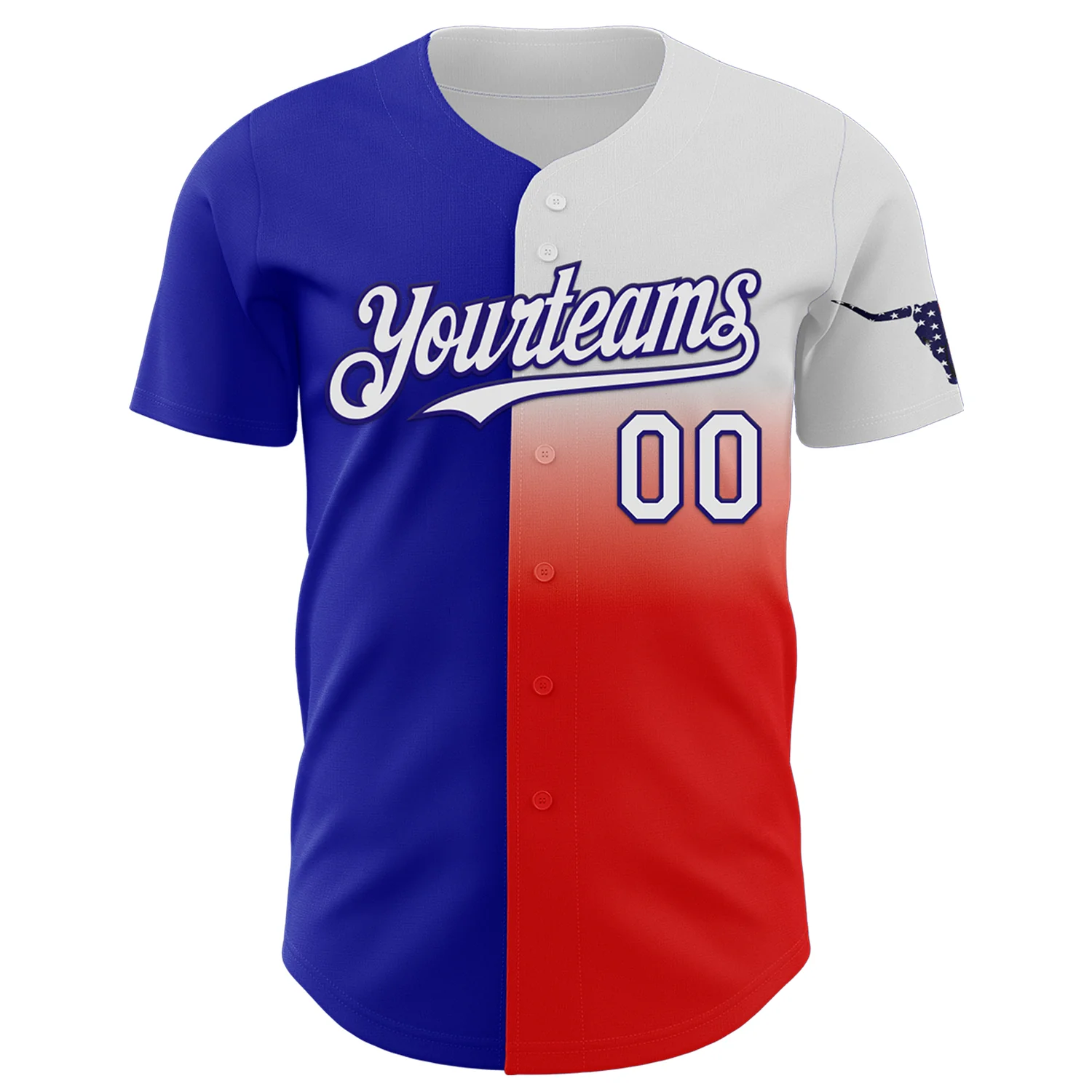 Custom Blue White Red-Dark Purple Texas Flag City Edition Authentic Baseball Jersey - Image 2