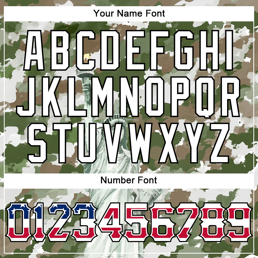 Custom Camo USA Flag Red Blue Black-White Statue Of Liberty Patriotic Stars & Stripes Raglan Sleeves Authentic Baseball Jersey - Image 5