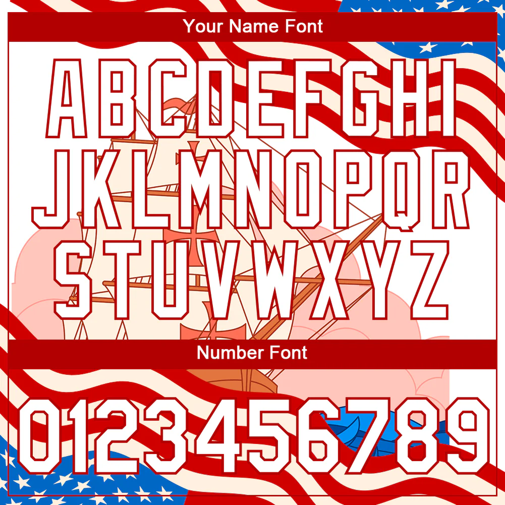 Custom City Cream White-Red 3D Pattern Design Sailing Ship Columbus Day American Flag Performance T-Shirt - Image 4
