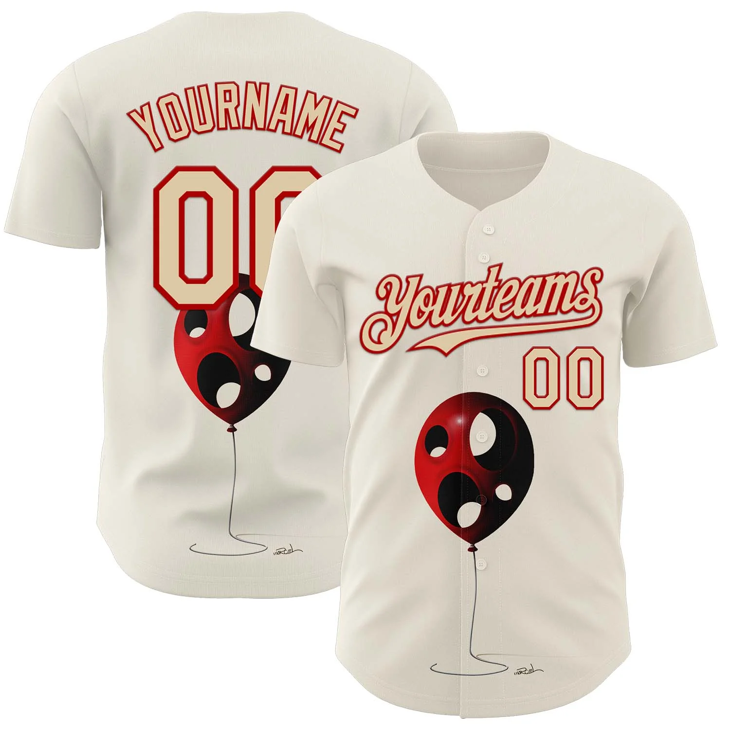 Custom Cream City Cream-Red 3D Marcel Caram Leaked Ballon Authentic Baseball Jersey
