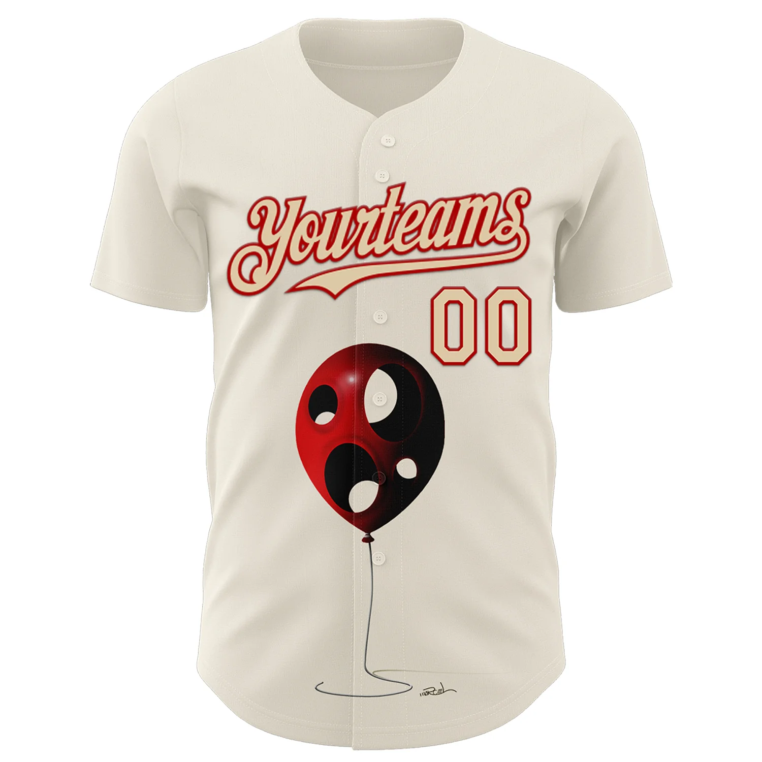 Custom Cream City Cream-Red 3D Marcel Caram Leaked Ballon Authentic Baseball Jersey - Image 2