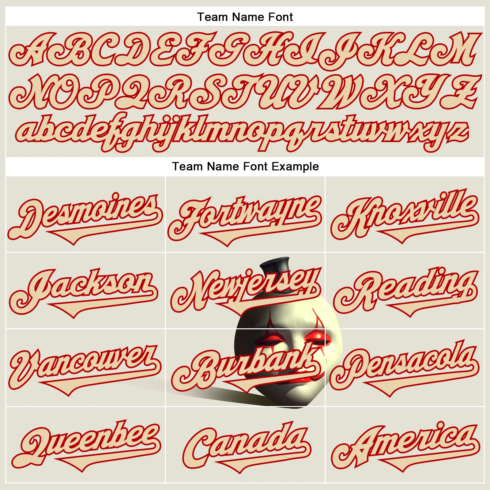 Custom Cream City Cream-Red 3D Marcel Caram The Clown Authentic Baseball Jersey - Image 4