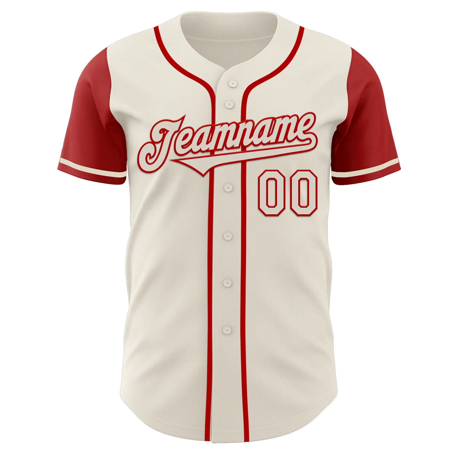 Custom Cream Red Authentic Two Tone Baseball Jersey - Image 2