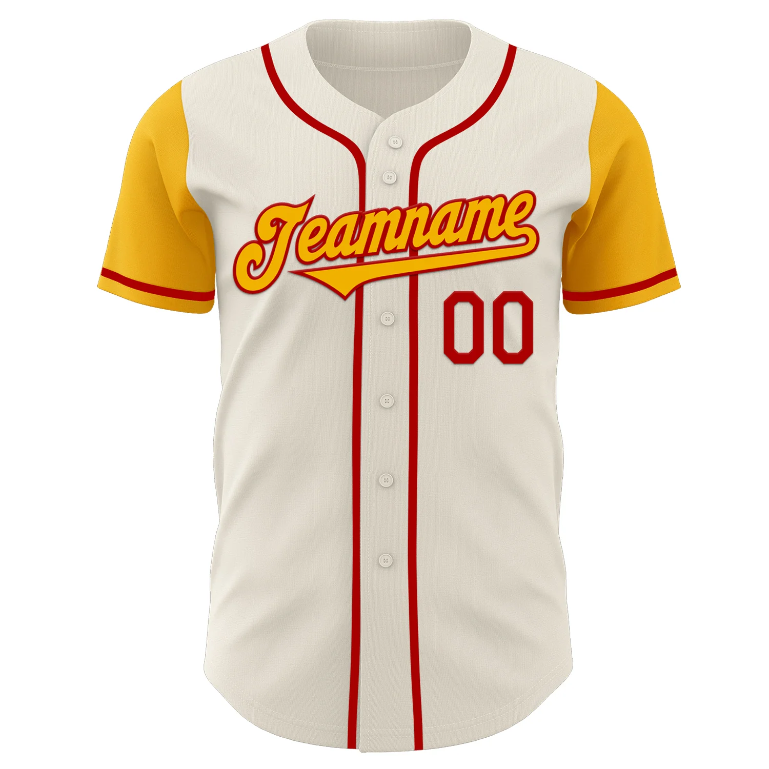 Custom Cream Gold-Red Authentic Two Tone Baseball Jersey - Image 2