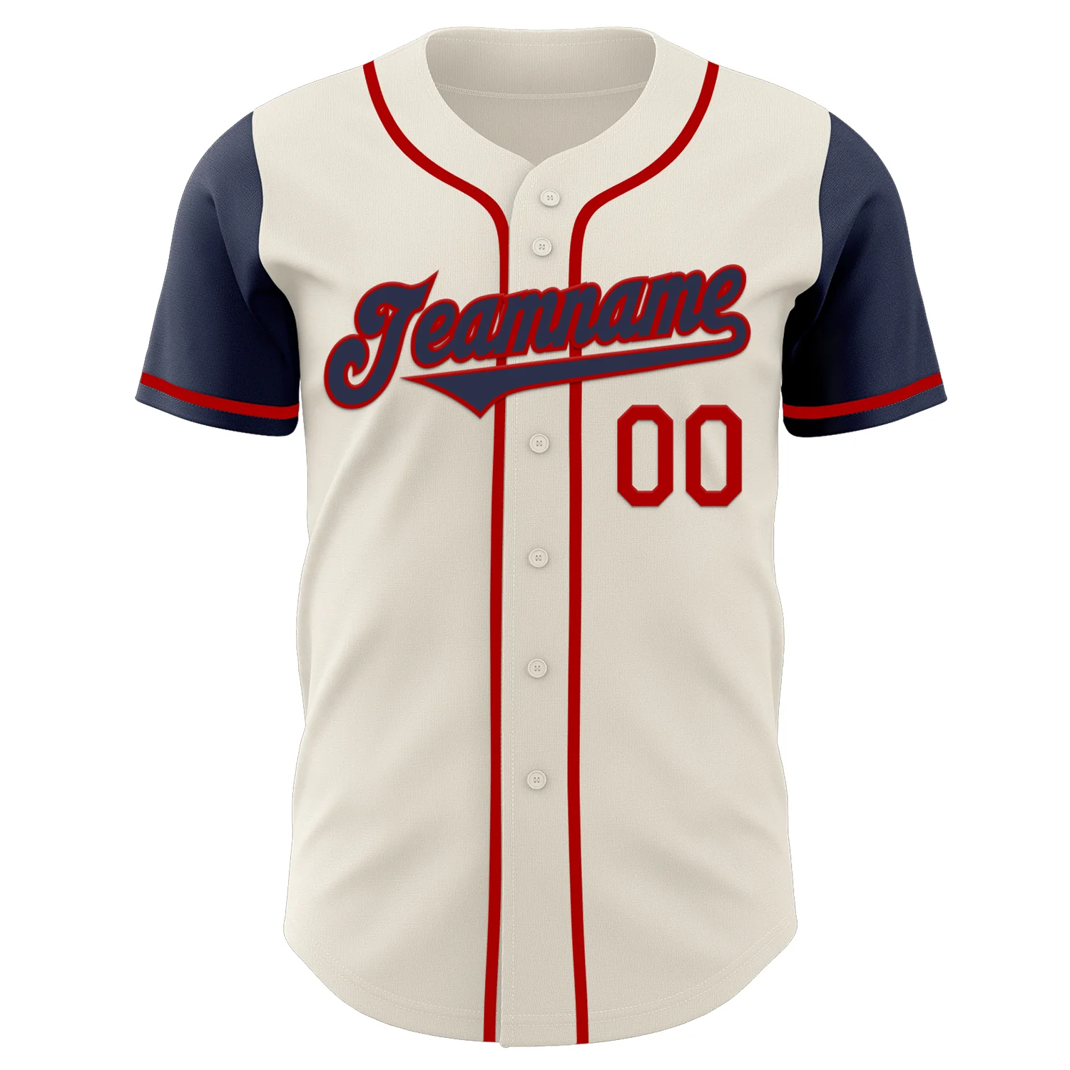 Custom Cream Navy-Red Authentic Two Tone Baseball Jersey - Image 2