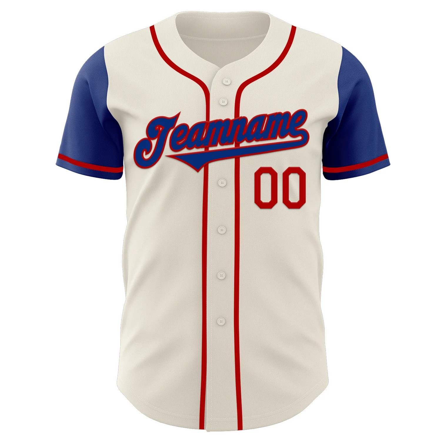 Custom Cream Royal-Red Authentic Two Tone Baseball Jersey - Image 2