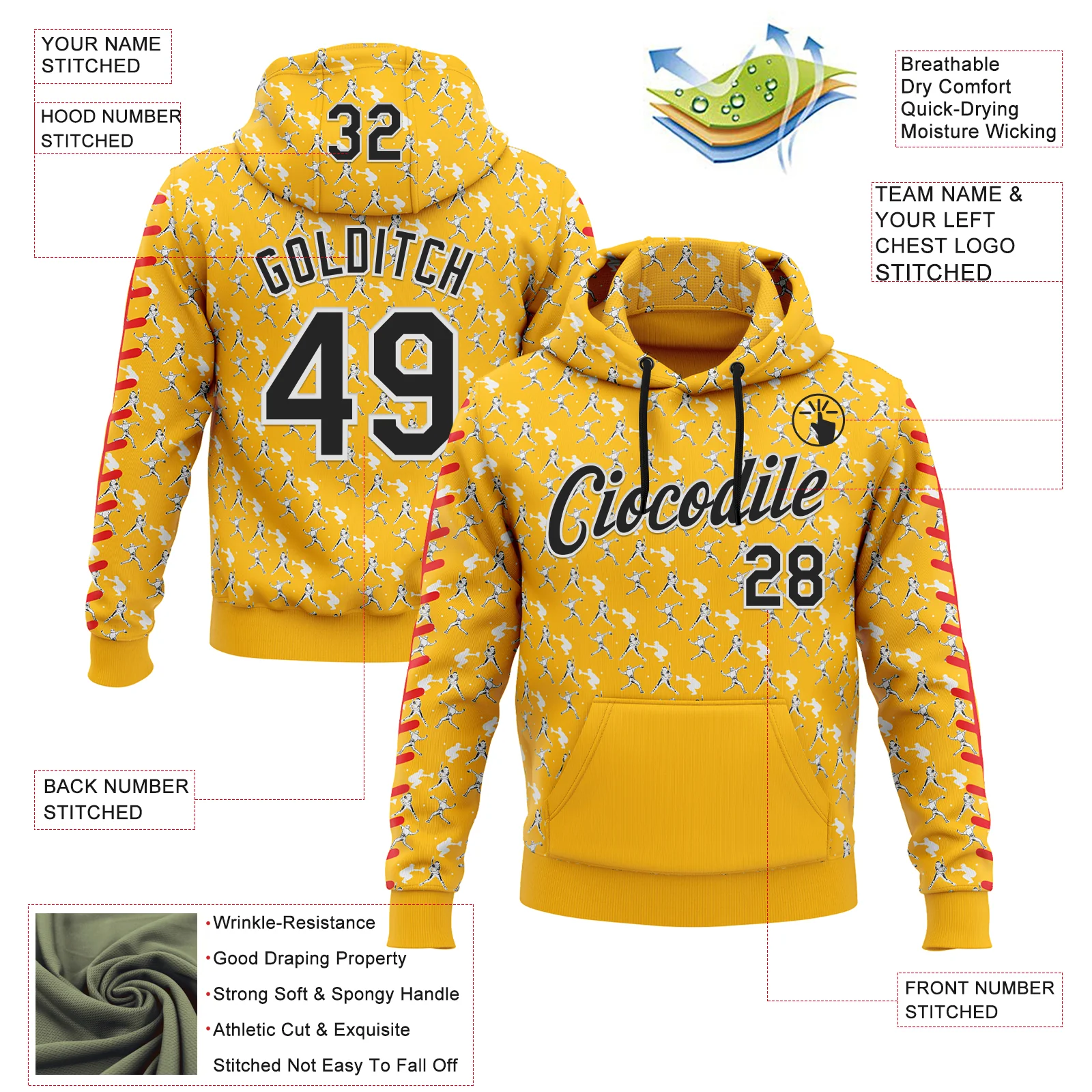 Custom Stitched Gold Black Red-White Baseball Game Day Pittsburgh Inspired Sports Pullover Sweatshirt Hoodie - Image 4
