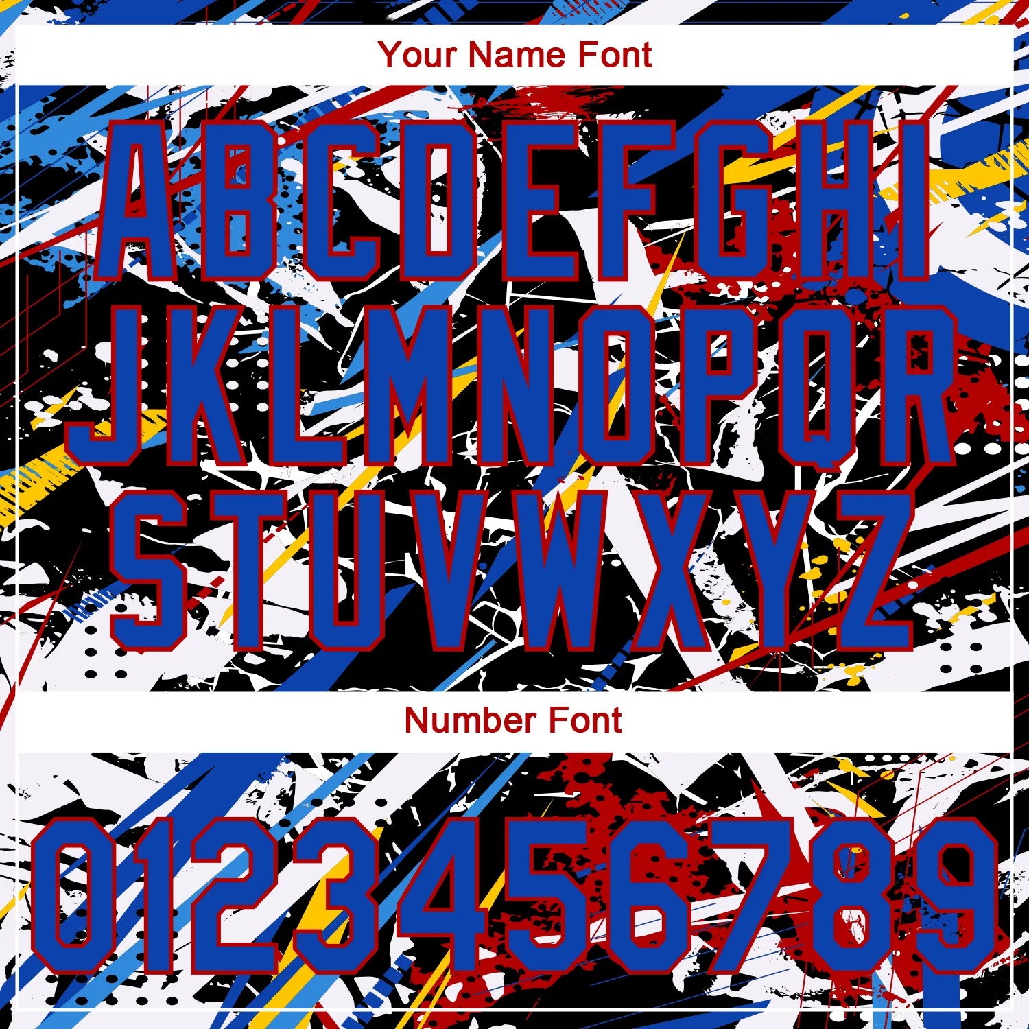 Custom Stitched Graffiti Pattern Thunder Blue-Red Abstract Splatter Sports Pullover Sweatshirt Hoodie - Image 6