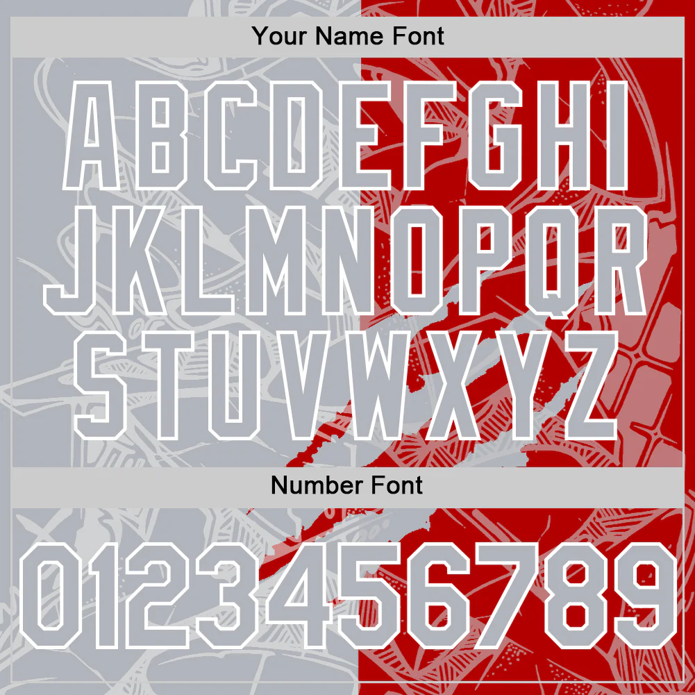 Custom Graffiti Pattern Gray Red-White Scratch Bomber Full-Snap Varsity Letterman Hoodie Jacket - Image 6