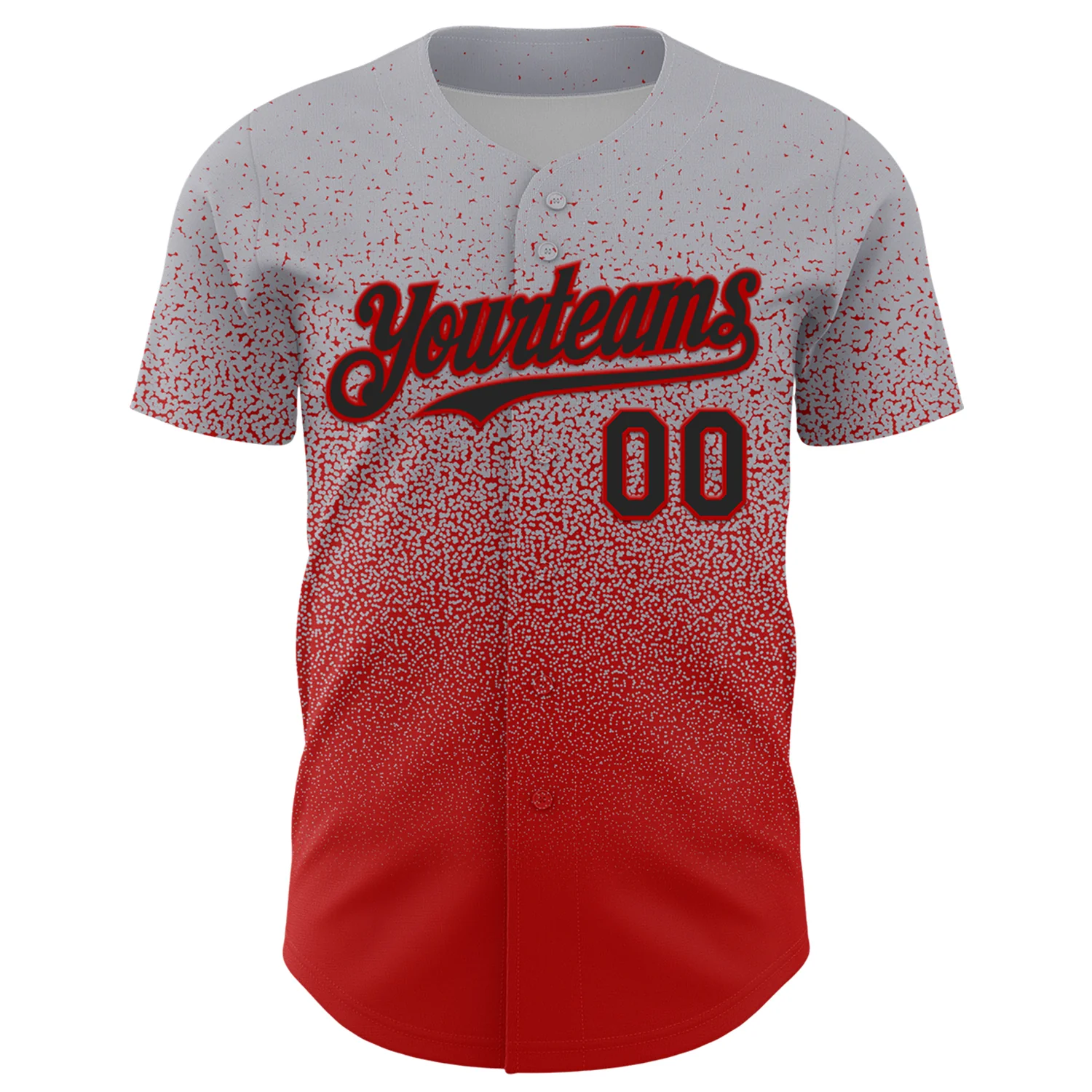 Custom Gray Black-Red Fade Fashion Speckle Authentic Baseball Jersey - Image 2