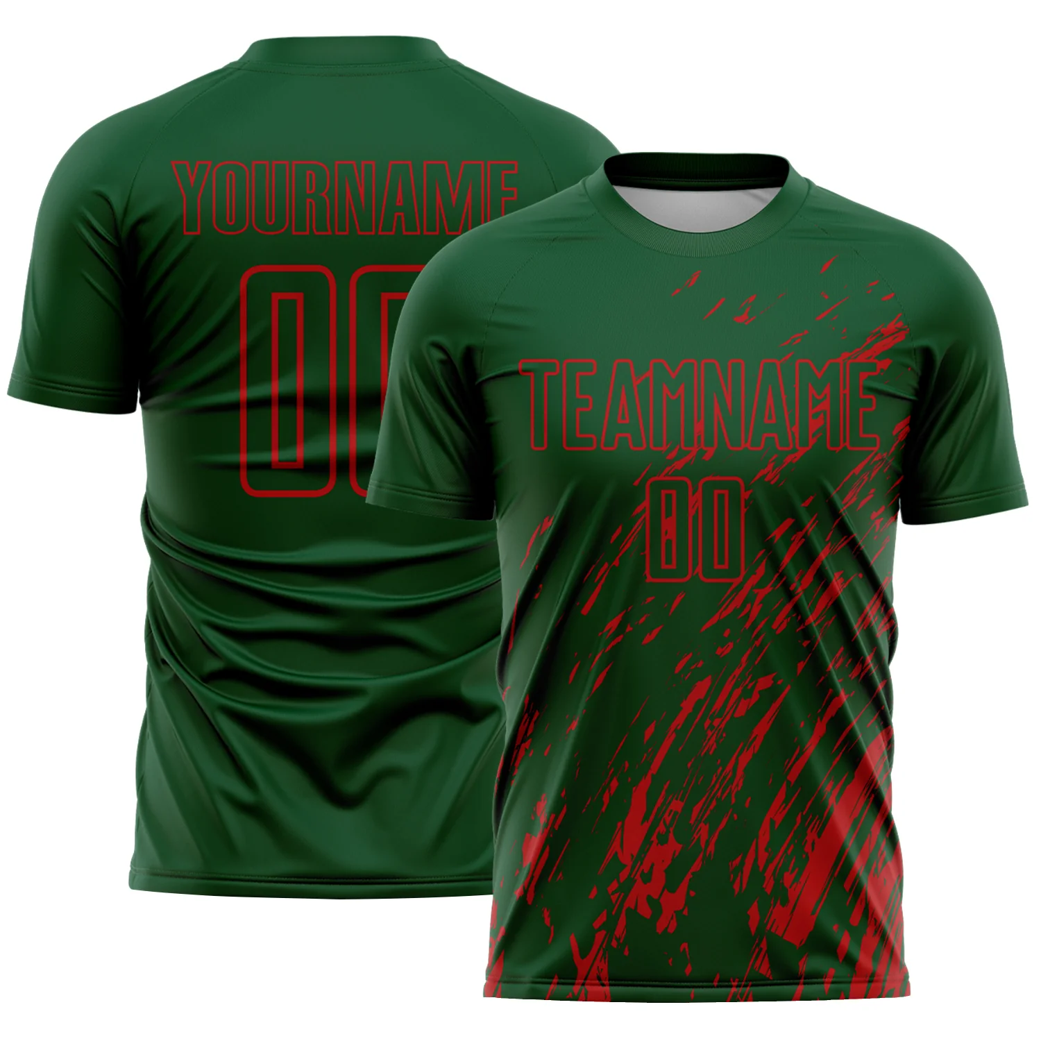 Custom Green Red Splash Sublimation Soccer Uniform Jersey