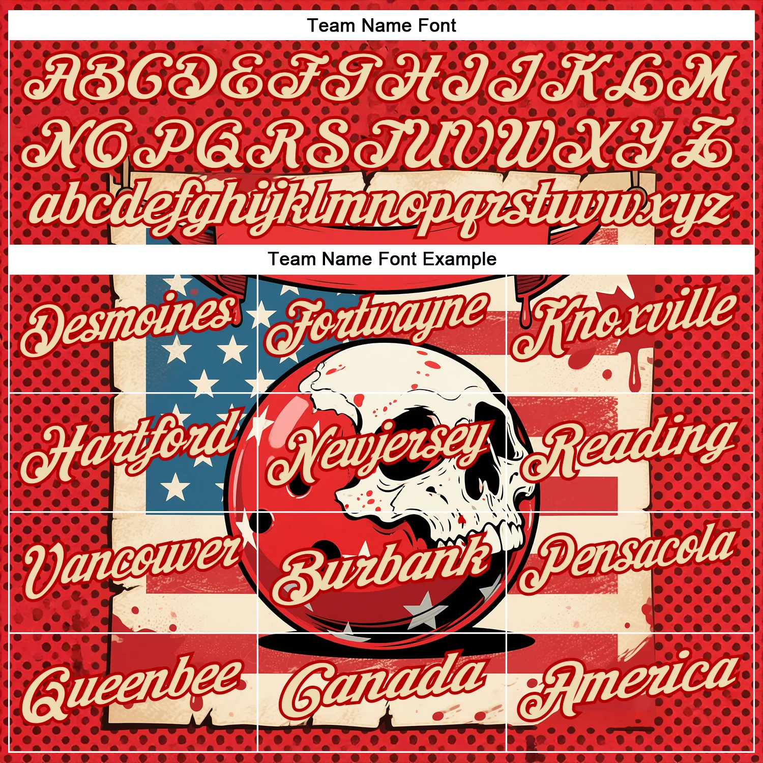 Custom Red Cream 3D Retro American Flag Skull Bowling Performance Polo Shirt - Image 4