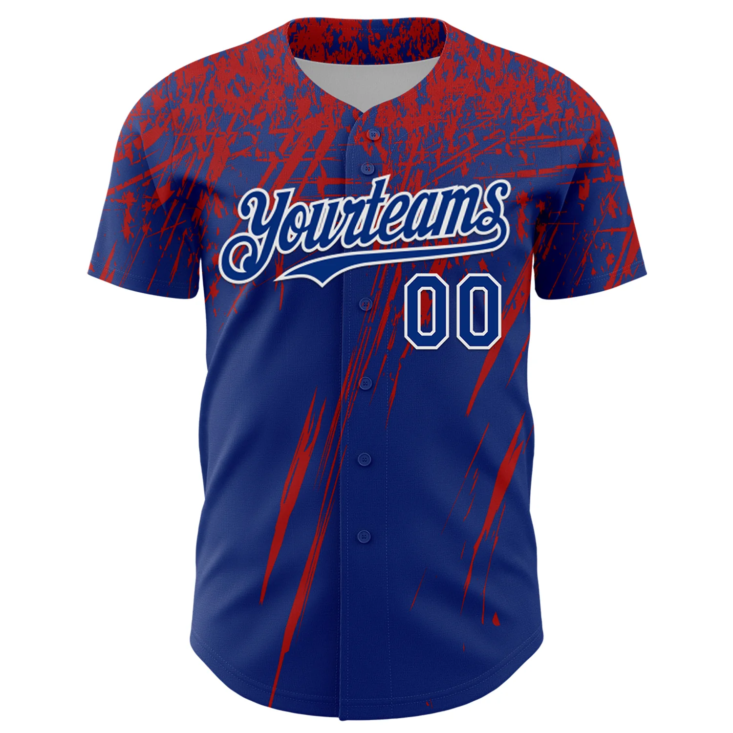 Custom Royal Red-White Distressed Scratch Brush Stroke Authentic Baseball Jersey - Image 2