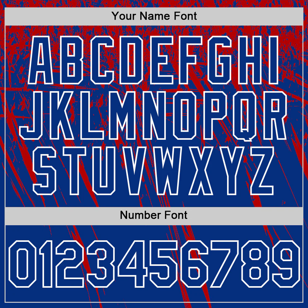 Custom Royal Red-White Distressed Scratch Brush Stroke Authentic Baseball Jersey - Image 5
