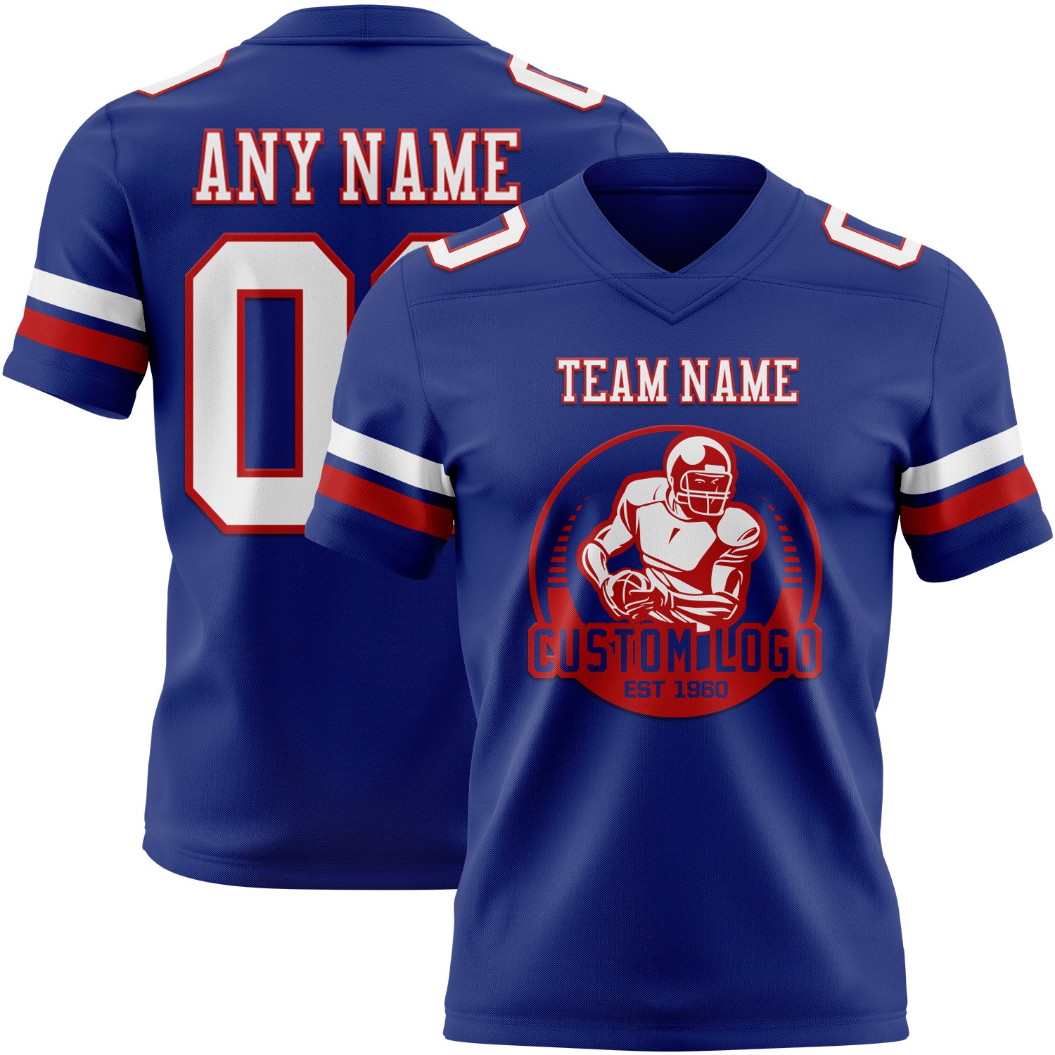 Custom Royal White-Red Authentic Football Jersey - Image 2