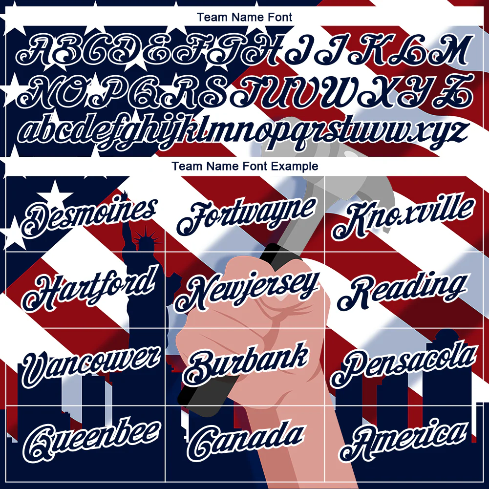 Custom Royal Red-White 3D Pattern Design American Flag Statue of Liberty Tool Hammer Labor Day Performance T-Shirt - Image 3