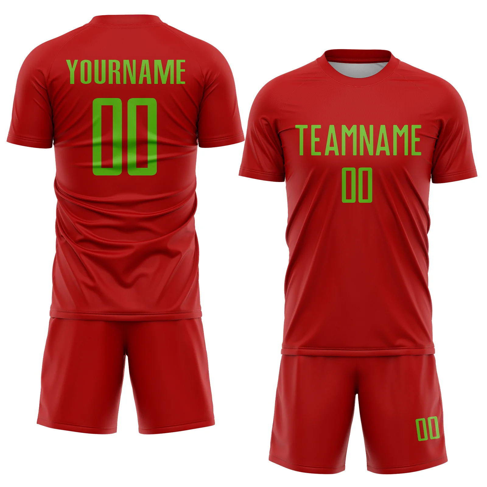 Custom Red Aurora Green Sublimation Soccer Uniform Jersey - Image 2