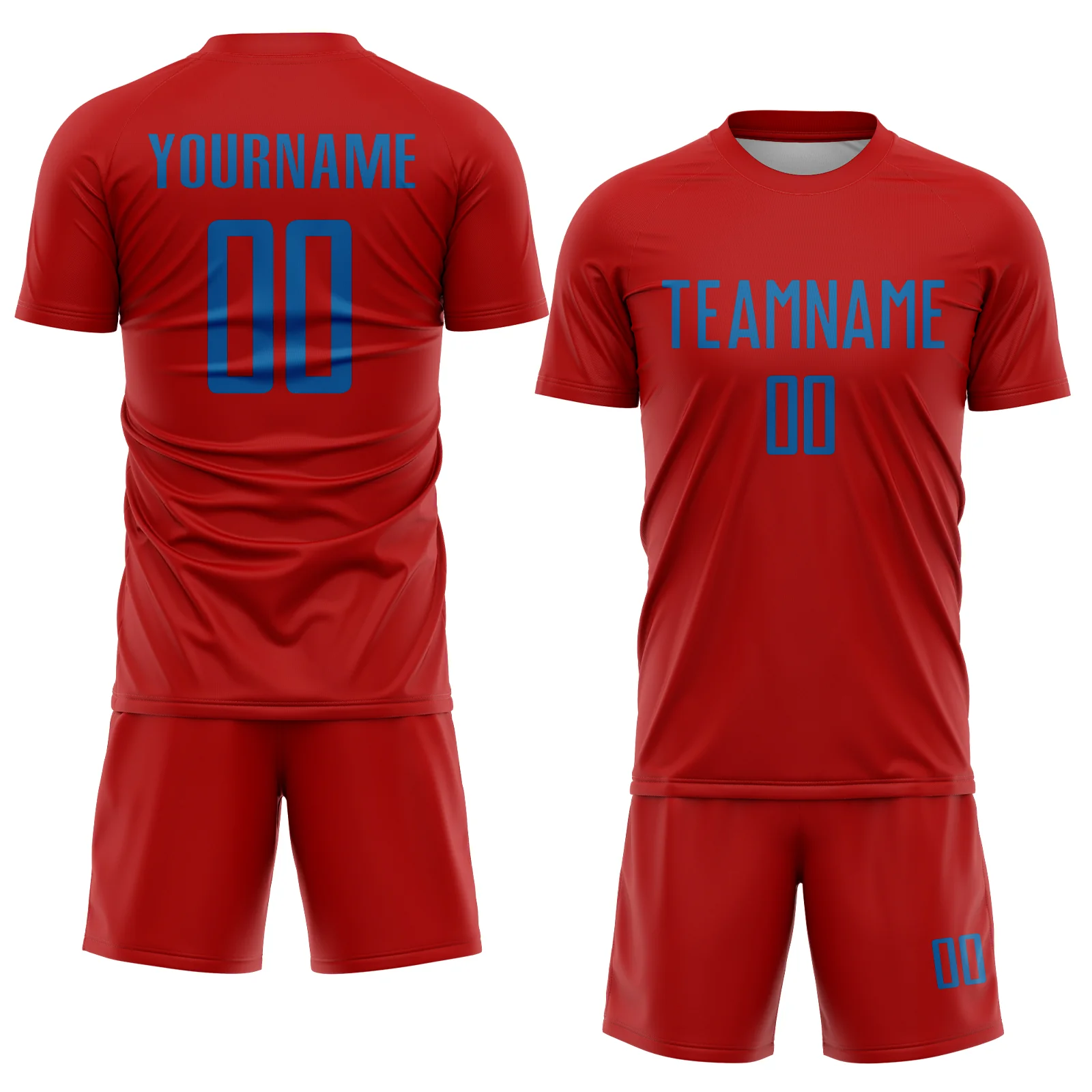 Custom Red Blue Sublimation Soccer Uniform Jersey - Image 2