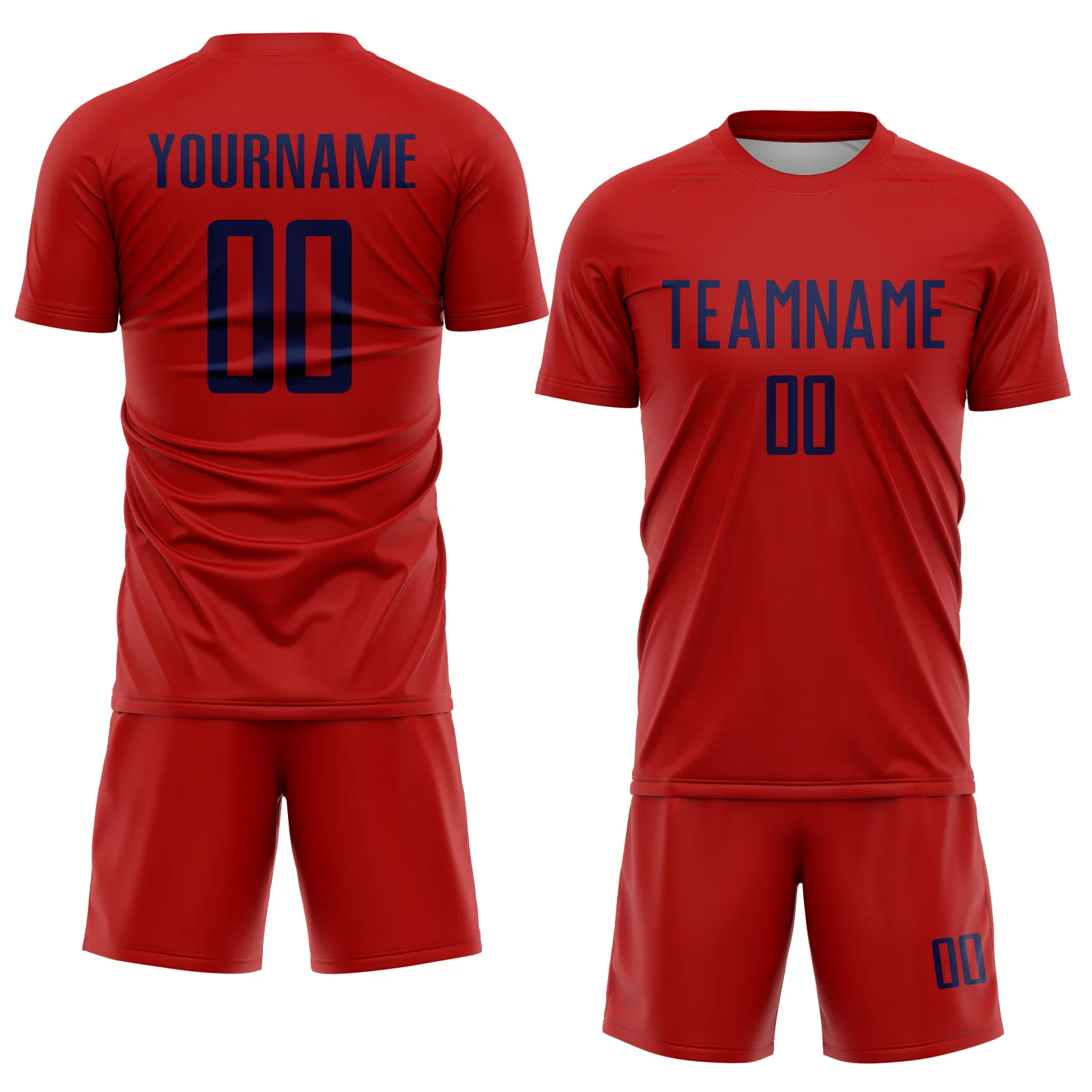 Custom Red Navy Sublimation Soccer Uniform Jersey - Image 2