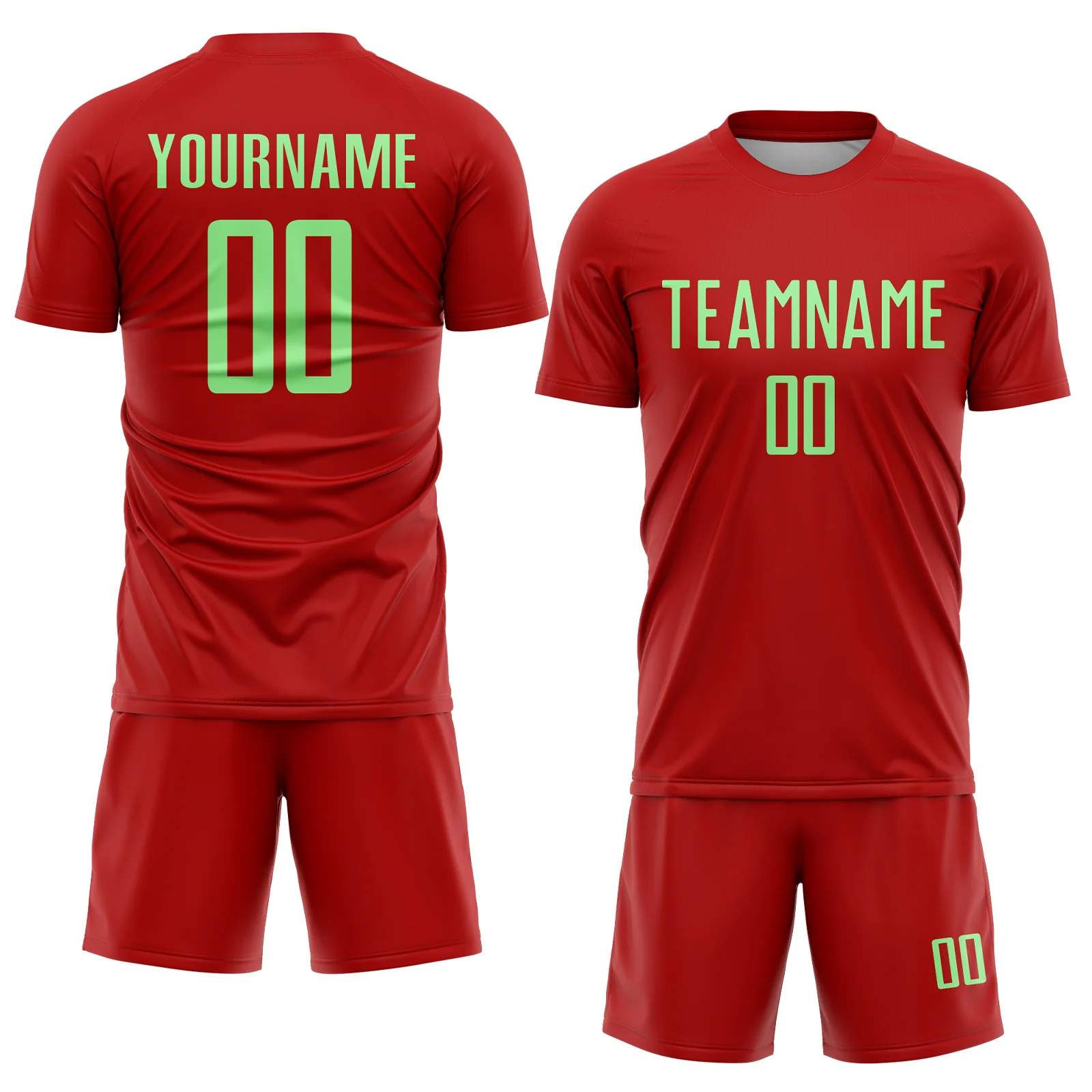 Custom Red Pea Green Sublimation Soccer Uniform Jersey - Image 2
