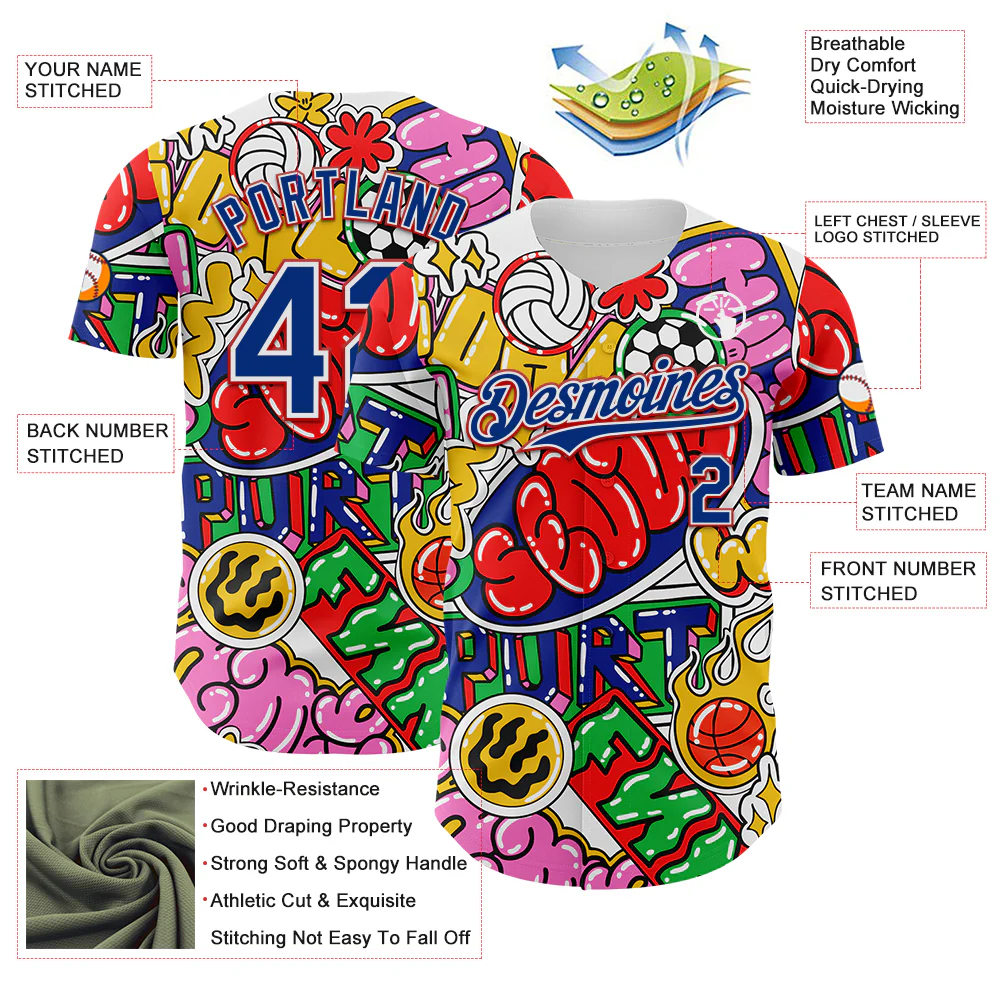 Custom White Royal-Red 3D Alexandra Ramirez Seoul Sport Sticker Street Art Authentic Baseball Jersey - Image 3