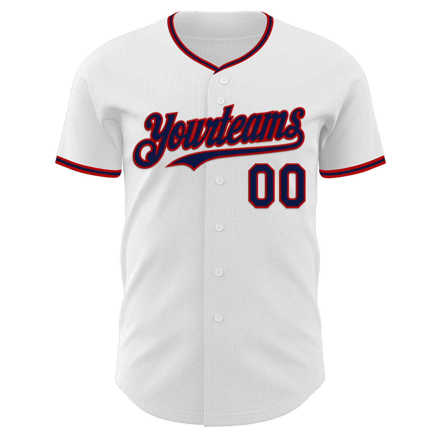 Custom White Navy-Red Authentic Baseball Jersey - Image 2