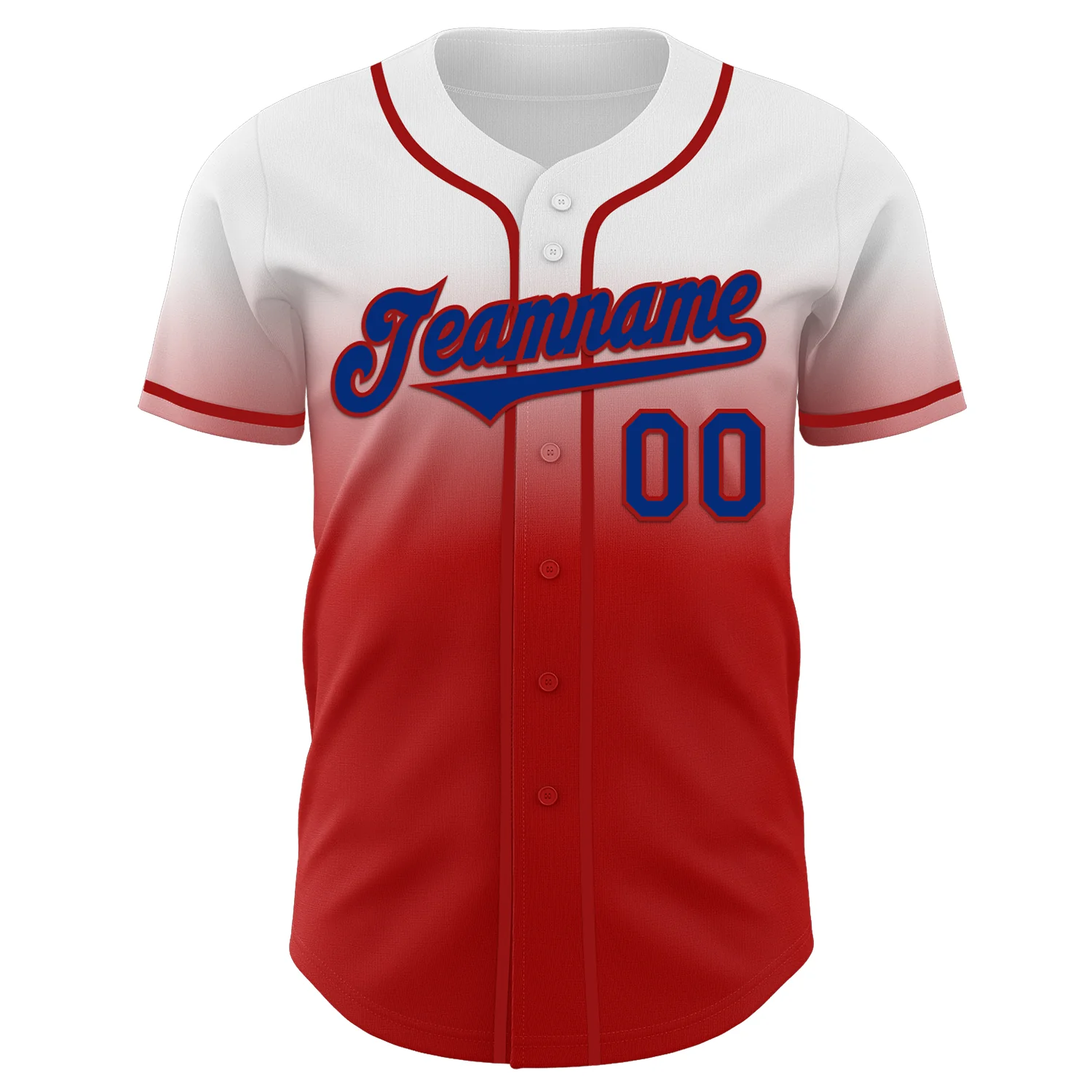 Custom White Royal-Red Authentic Fade Fashion Baseball Jersey - Image 2