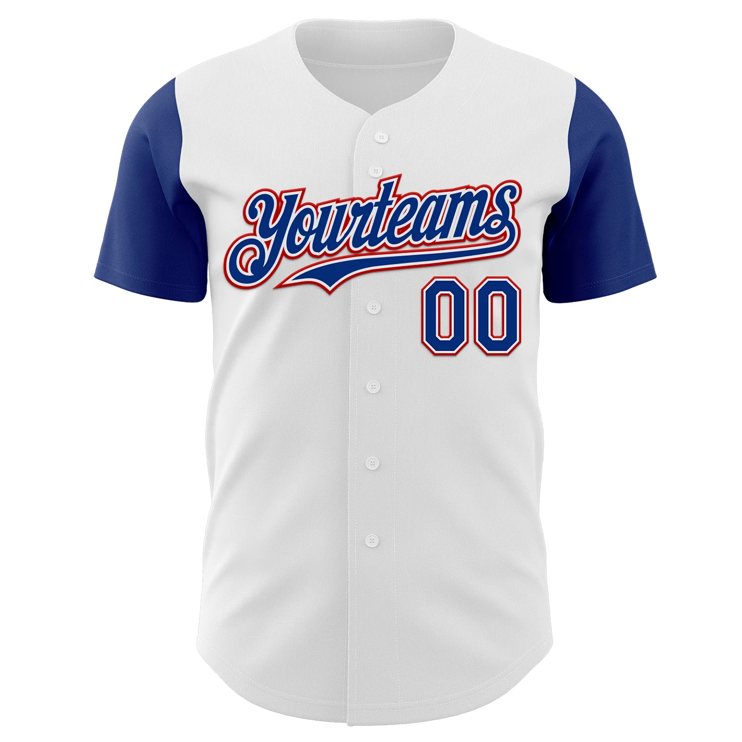 Custom White Royal-Red Authentic Two Tone Baseball Jersey - Image 2