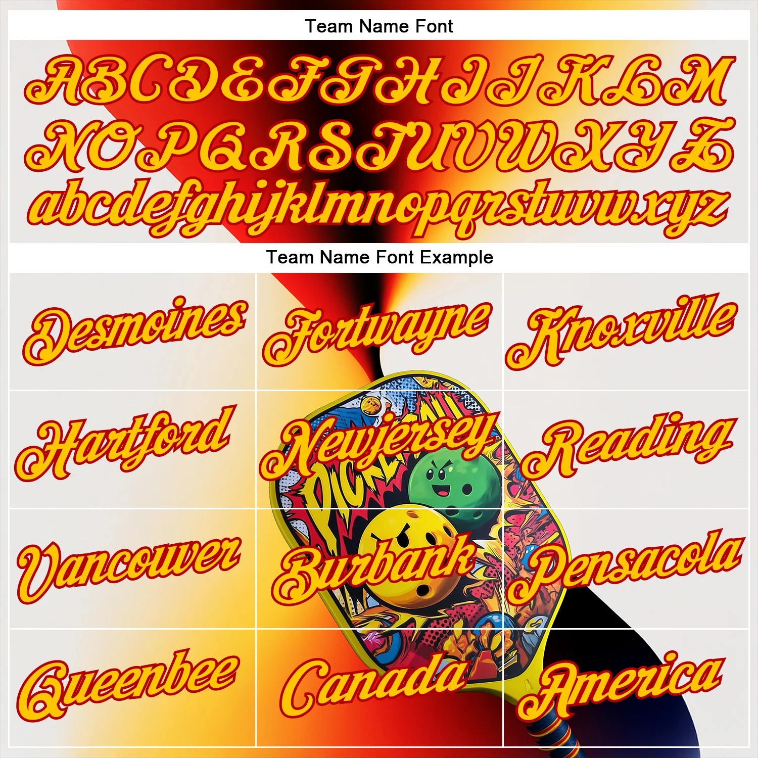 Custom White Yellow-Red 3D Graffiti Pickleball Paddles Balls Performance T-Shirt - Image 3