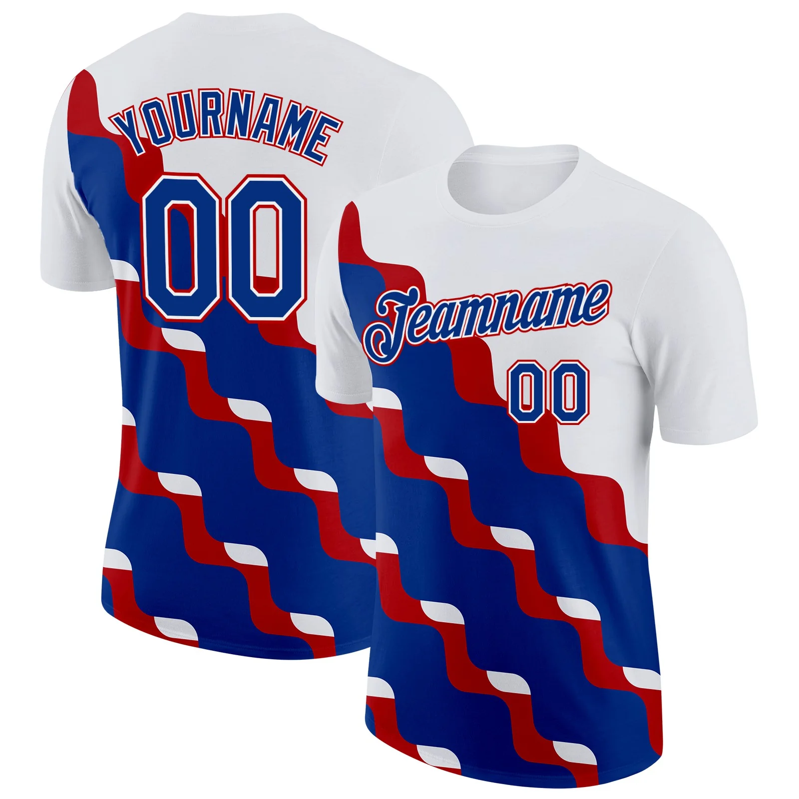 Custom White Royal-Red France Fluid Soccer Jersey Performance T-Shirt