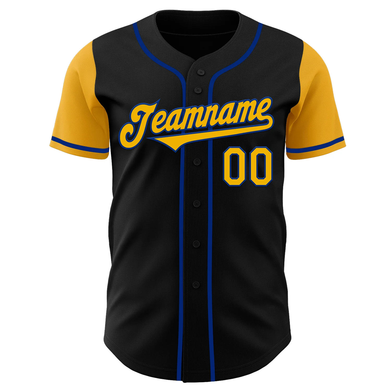 Custom Black Gold-Royal Authentic Two Tone Baseball Jersey - Image 2