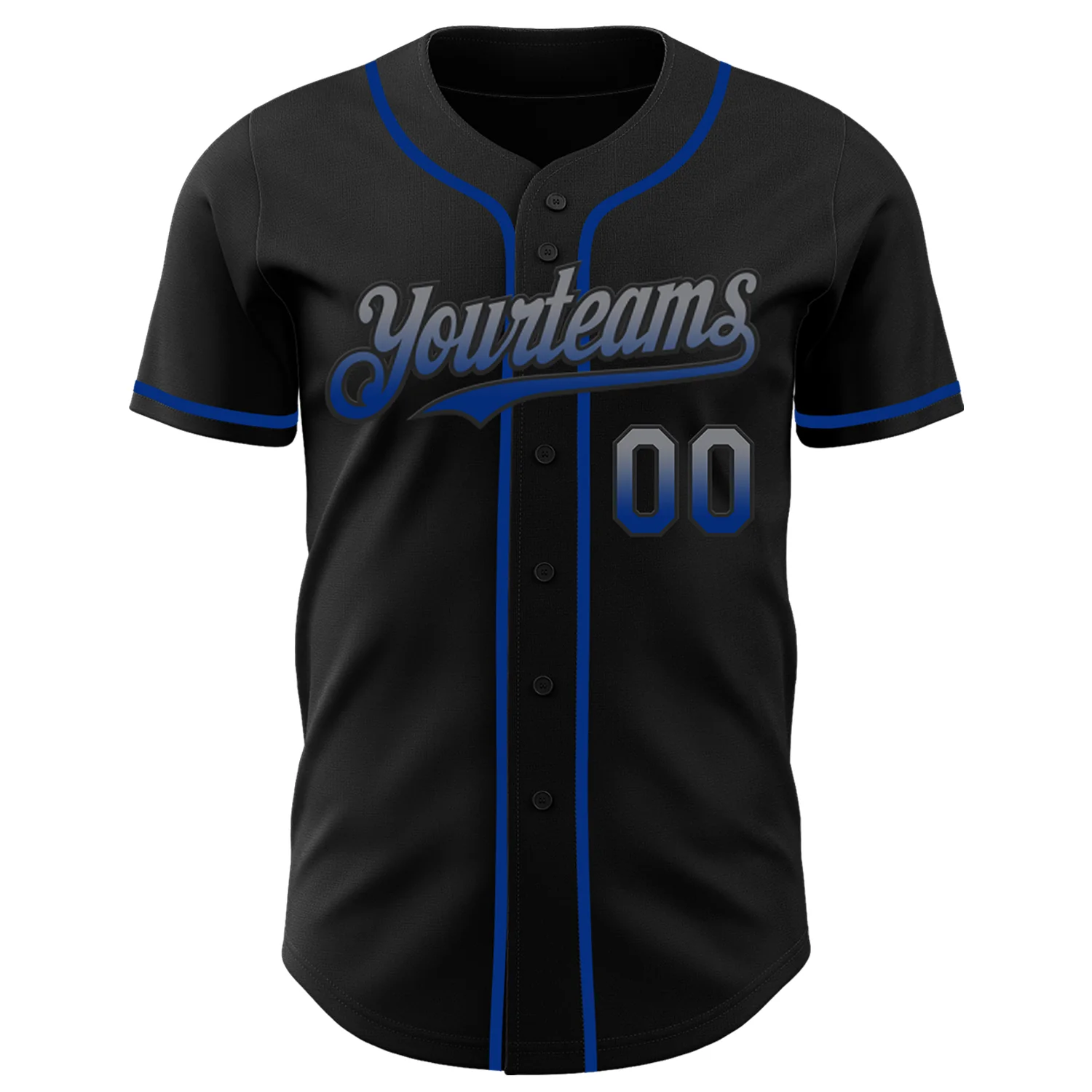 Custom Black Gray-Royal Authentic Fade Fashion Baseball Jersey - Image 2