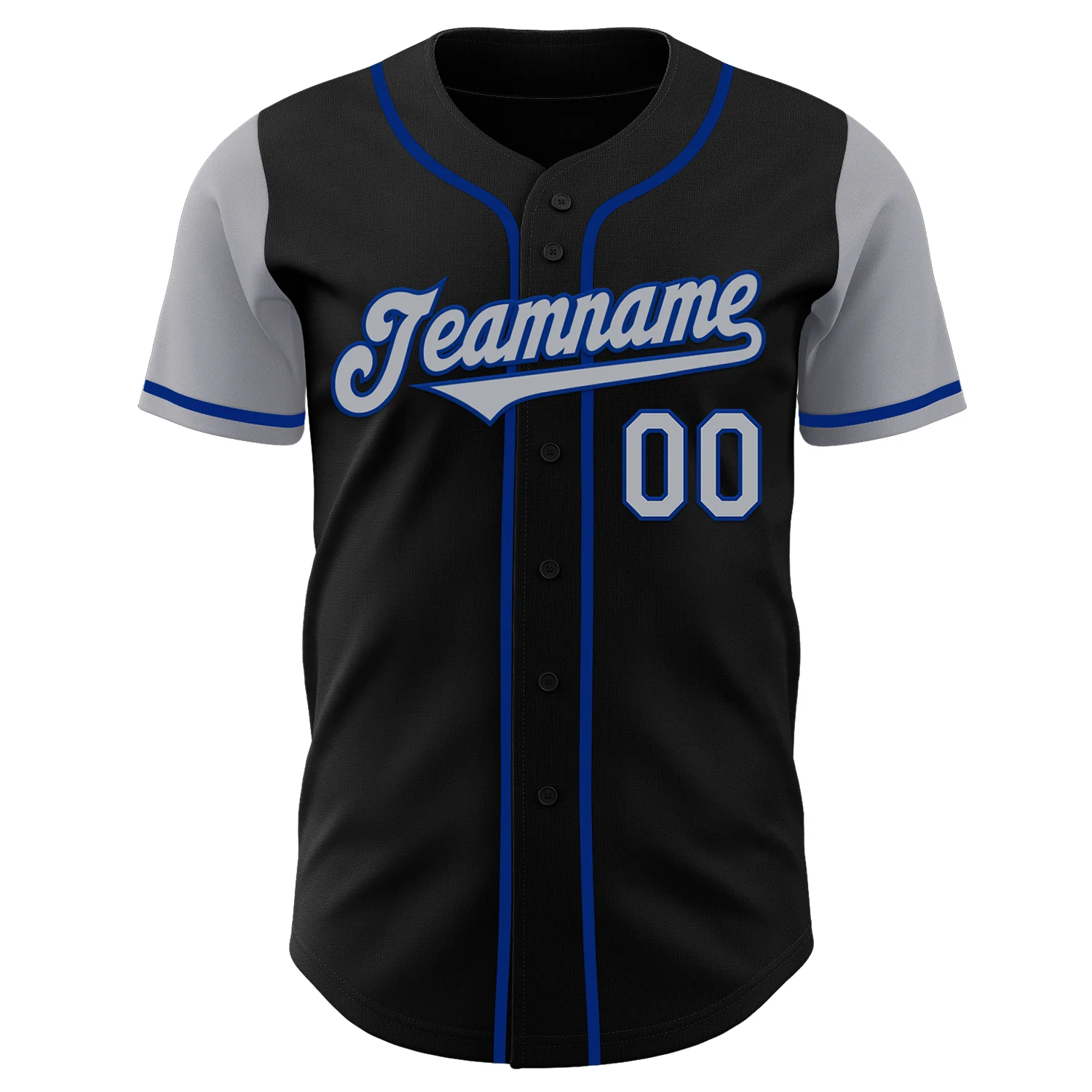Custom Black Gray-Royal Authentic Two Tone Baseball Jersey - Image 2