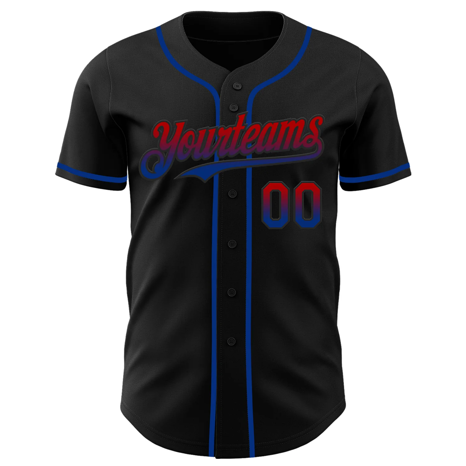 Custom Black Red-Royal Authentic Fade Fashion Baseball Jersey - Image 2