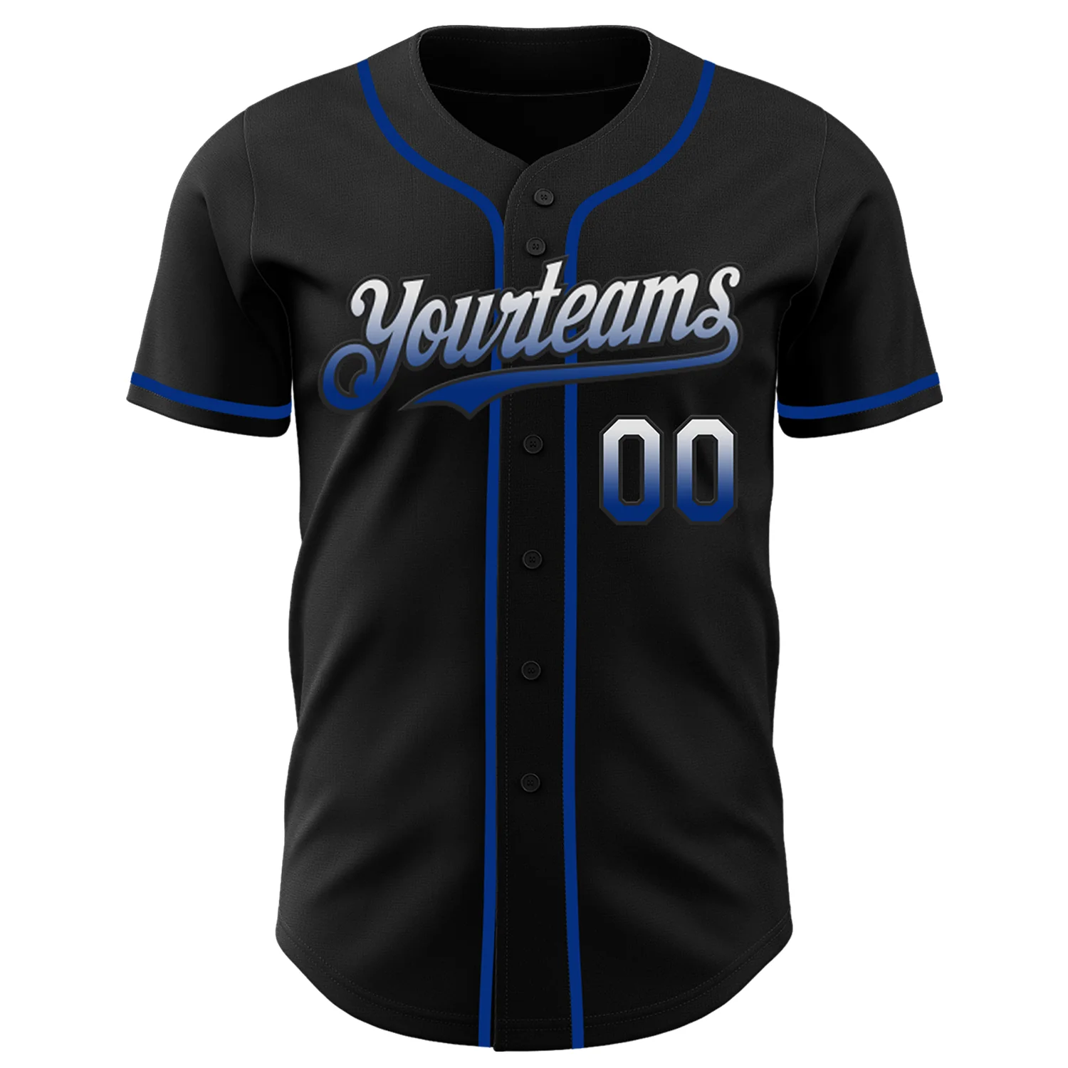Custom Black White-Royal Authentic Fade Fashion Baseball Jersey - Image 2