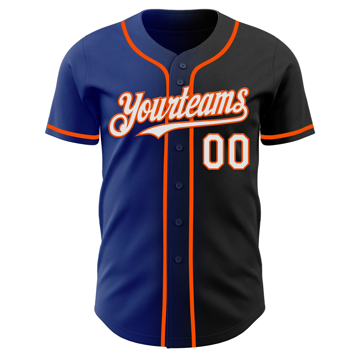 Custom Black White Royal-Orange Authentic Gradient Fashion Baseball Jersey - Image 2
