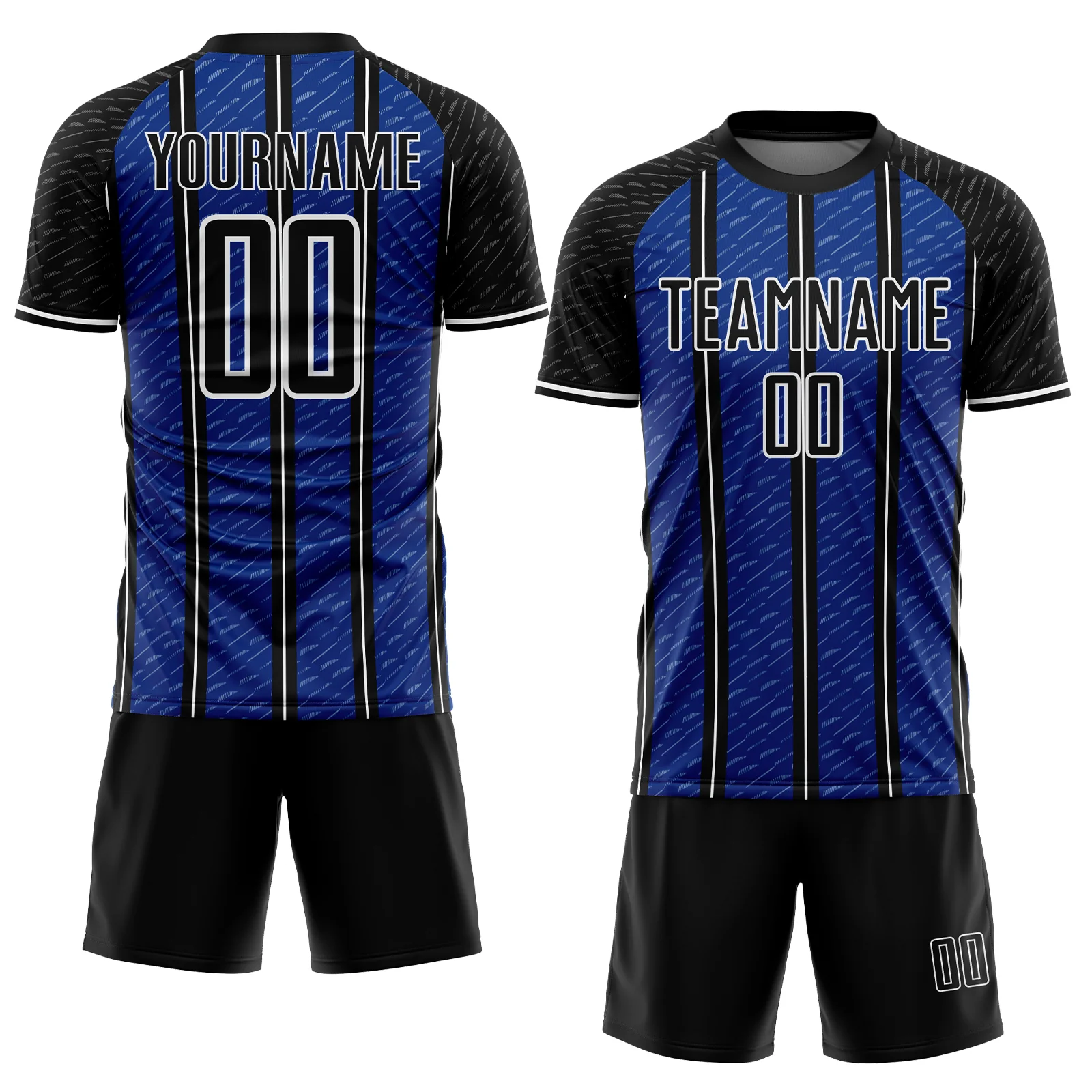 Custom Black Royal-White Line Sublimation Soccer Uniform Jersey - Image 2