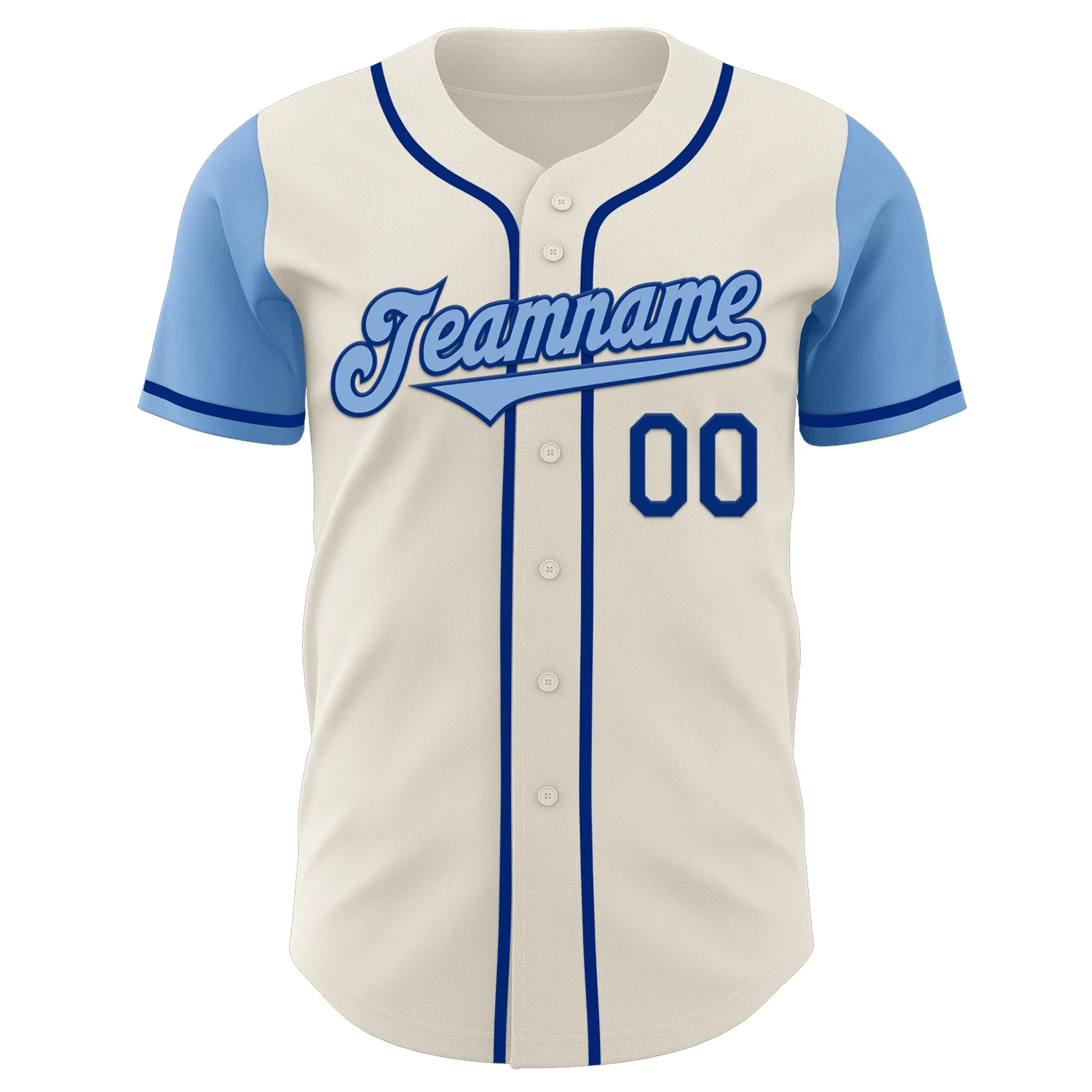 Custom Cream Light Blue-Royal Authentic Two Tone Baseball Jersey - Image 2