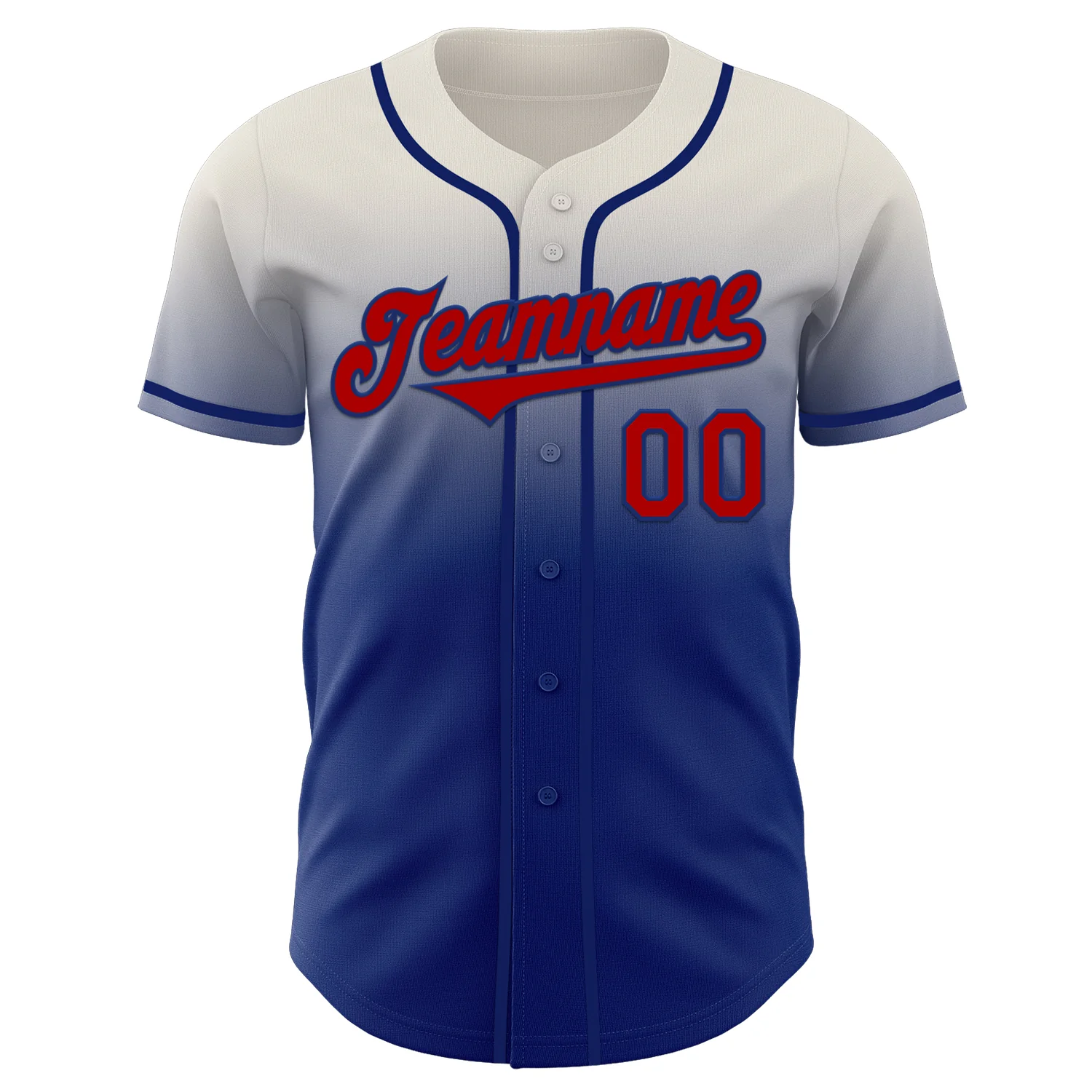 Custom Cream Red-Royal Authentic Fade Fashion Baseball Jersey - Image 2