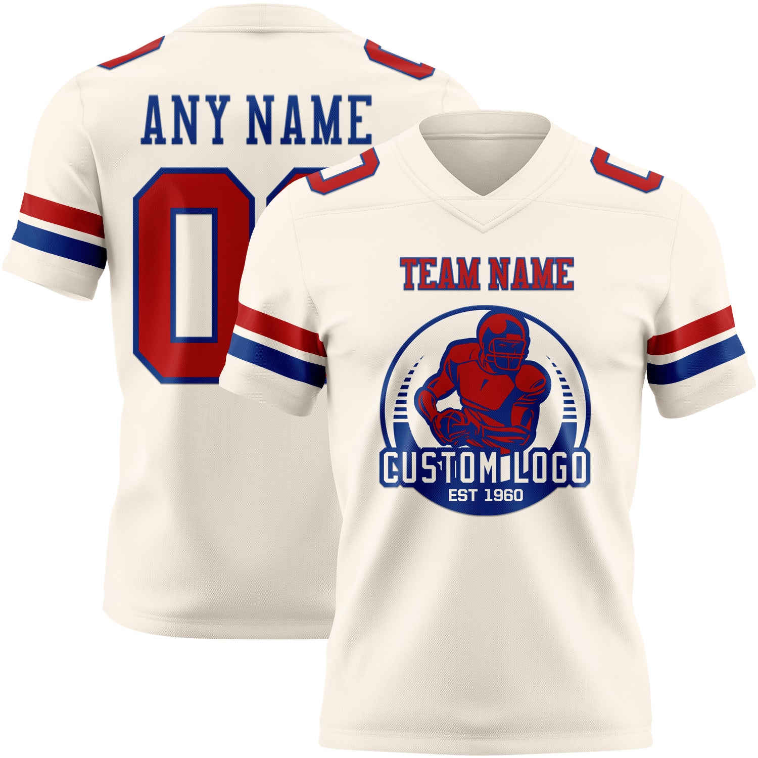Custom Cream Red-Royal Authentic Football Jersey - Image 2
