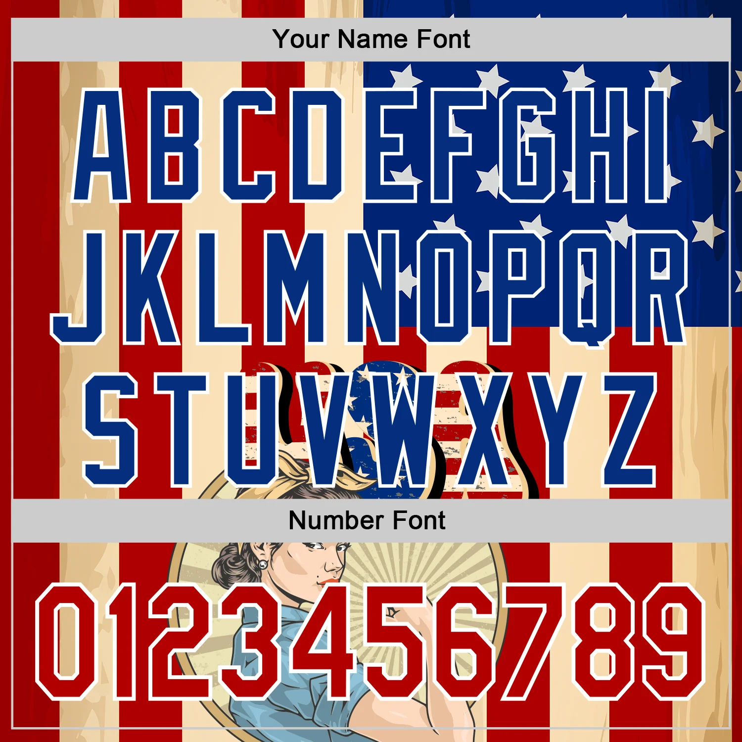 Custom Cream Red Royal-White 3D Retro American Flag Authentic Baseball Jersey - Image 5