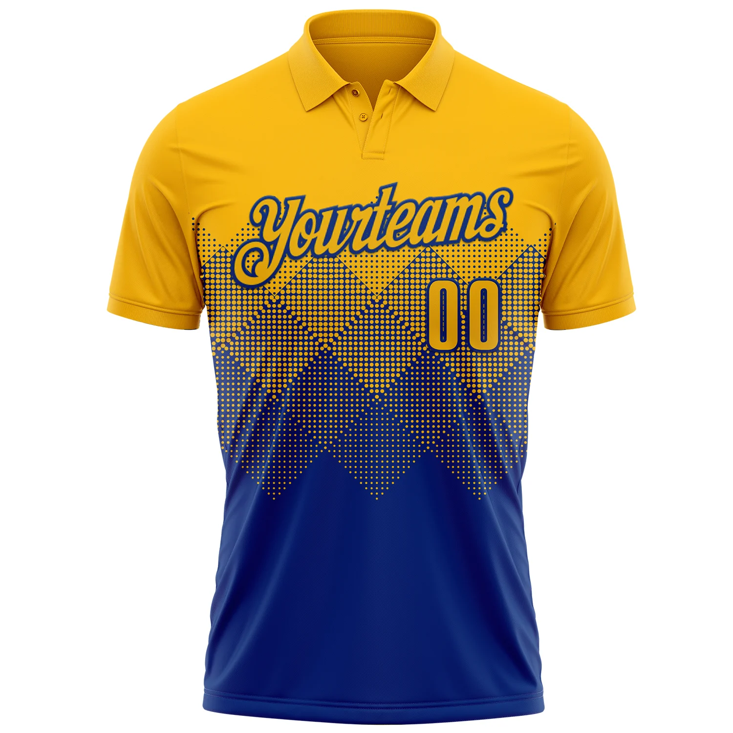 Custom Gold Royal 3D Gradient Square Shape Performance Polo Shirt - Image 2