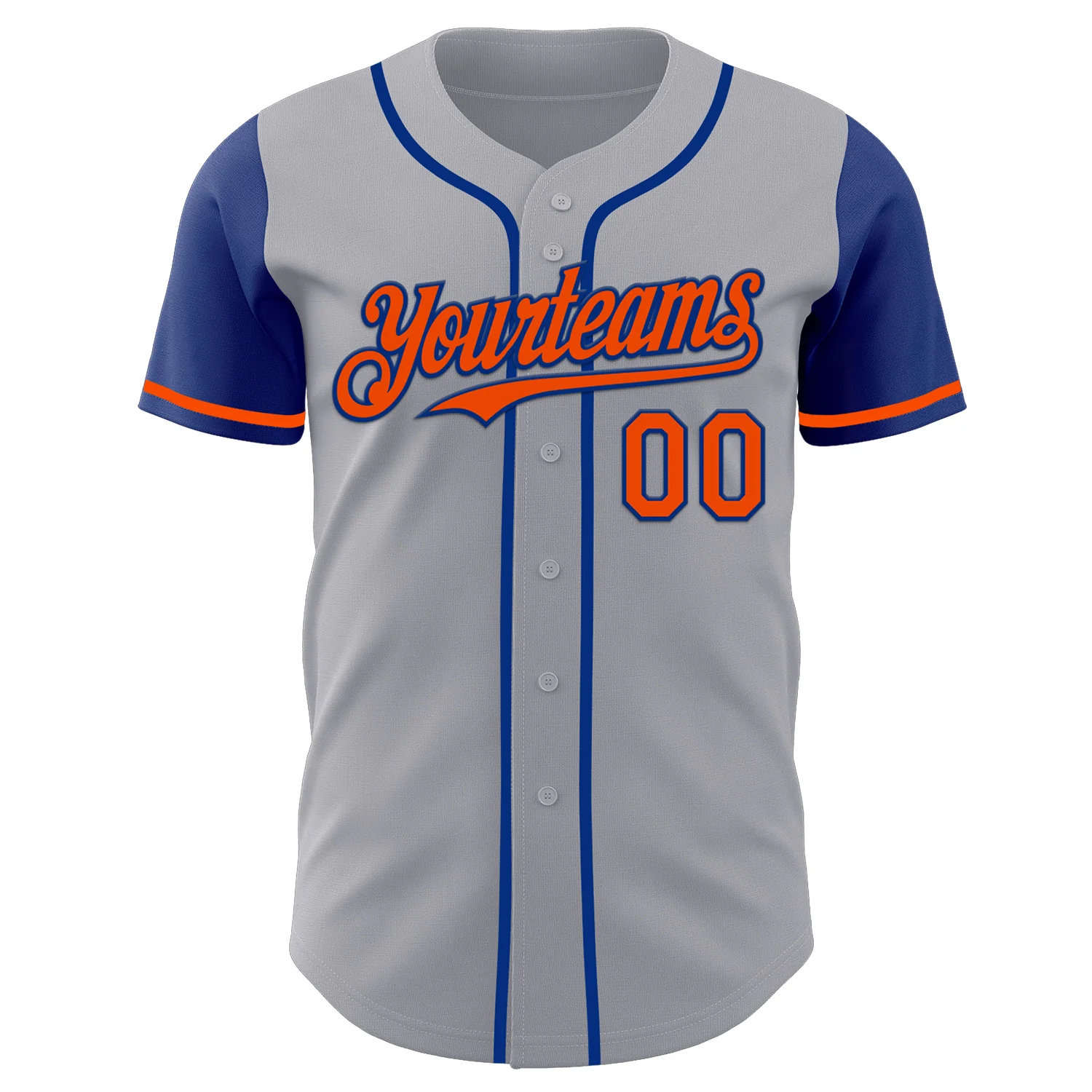 Custom Gray Orange-Royal Authentic Two Tone Baseball Jersey - Image 2