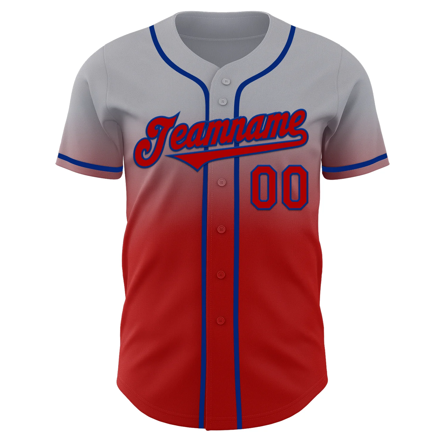 Custom Gray Red-Royal Authentic Fade Fashion Baseball Jersey - Image 2