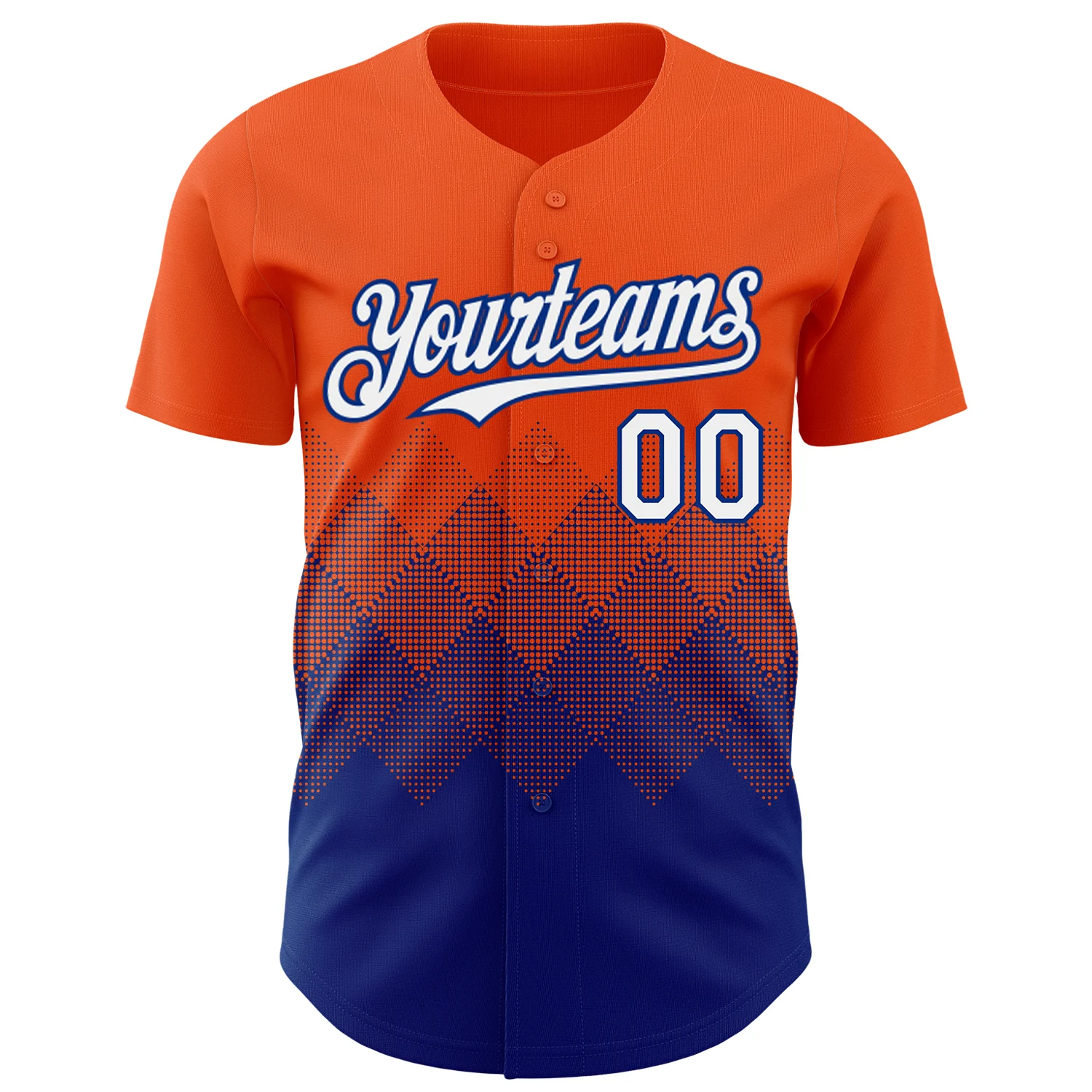 Custom Orange White-Royal 3D Gradient Square Shape Authentic Baseball Jersey - Image 2