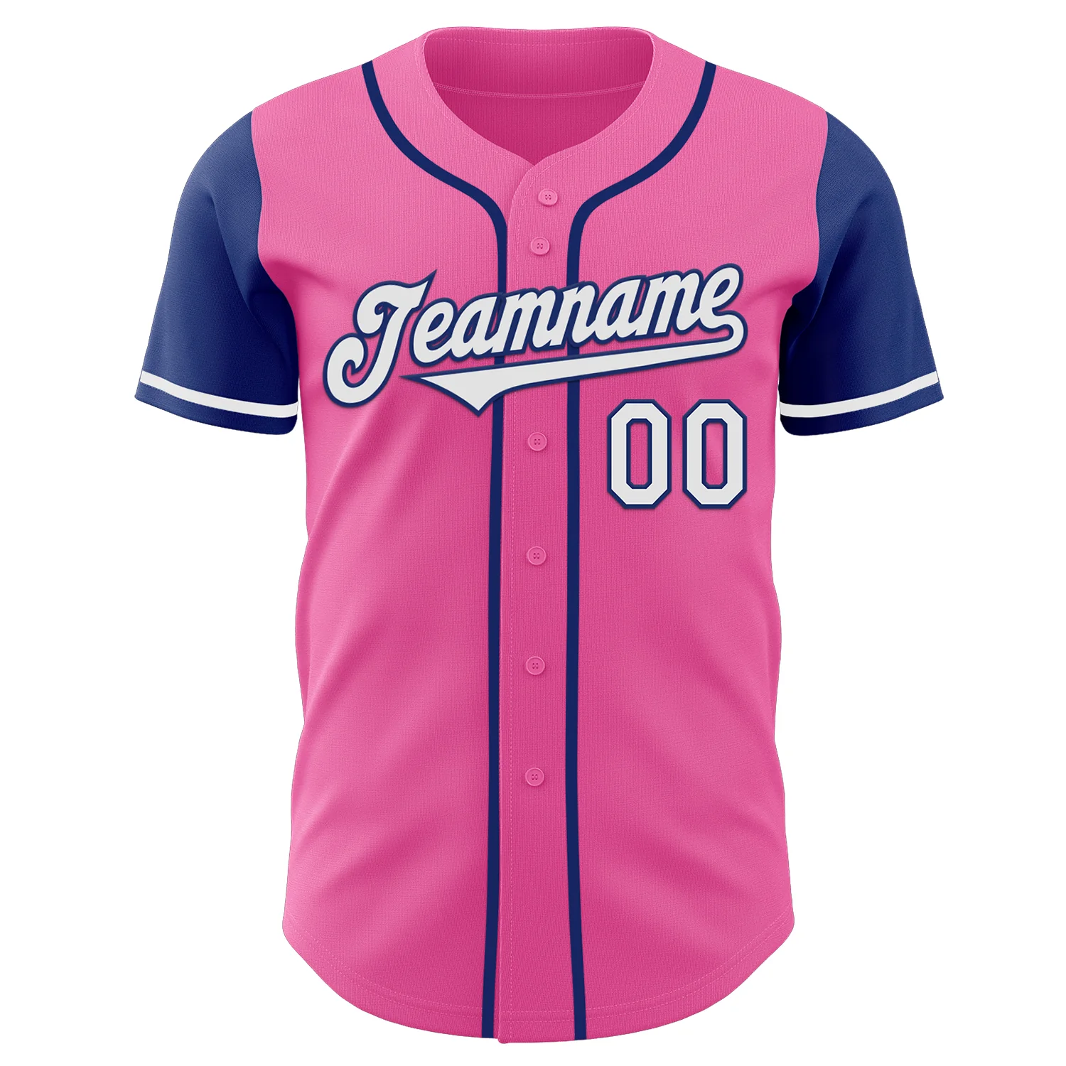 Custom Pink White-Royal Authentic Two Tone Baseball Jersey - Image 2