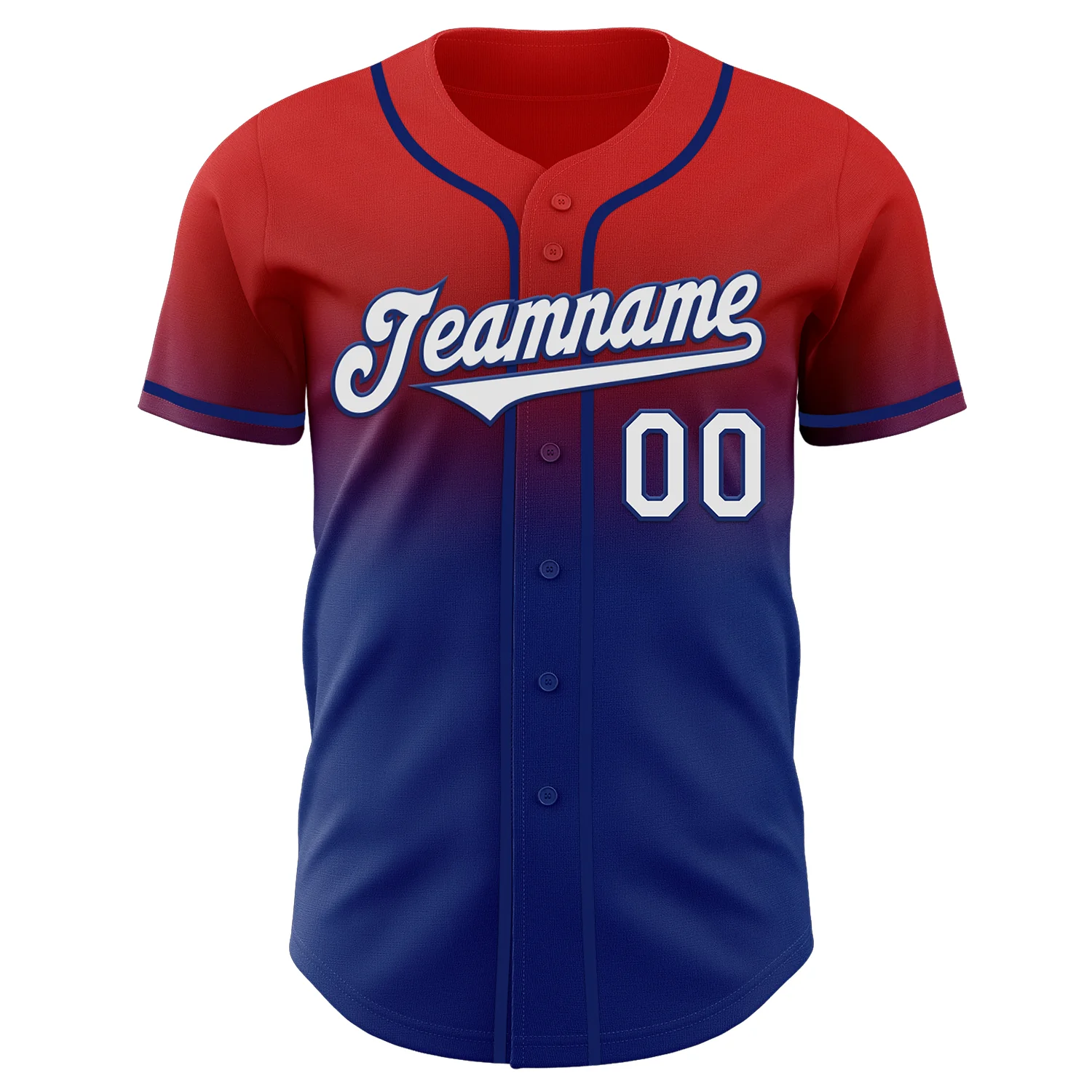 Custom Red White-Royal Authentic Fade Fashion Baseball Jersey - Image 2
