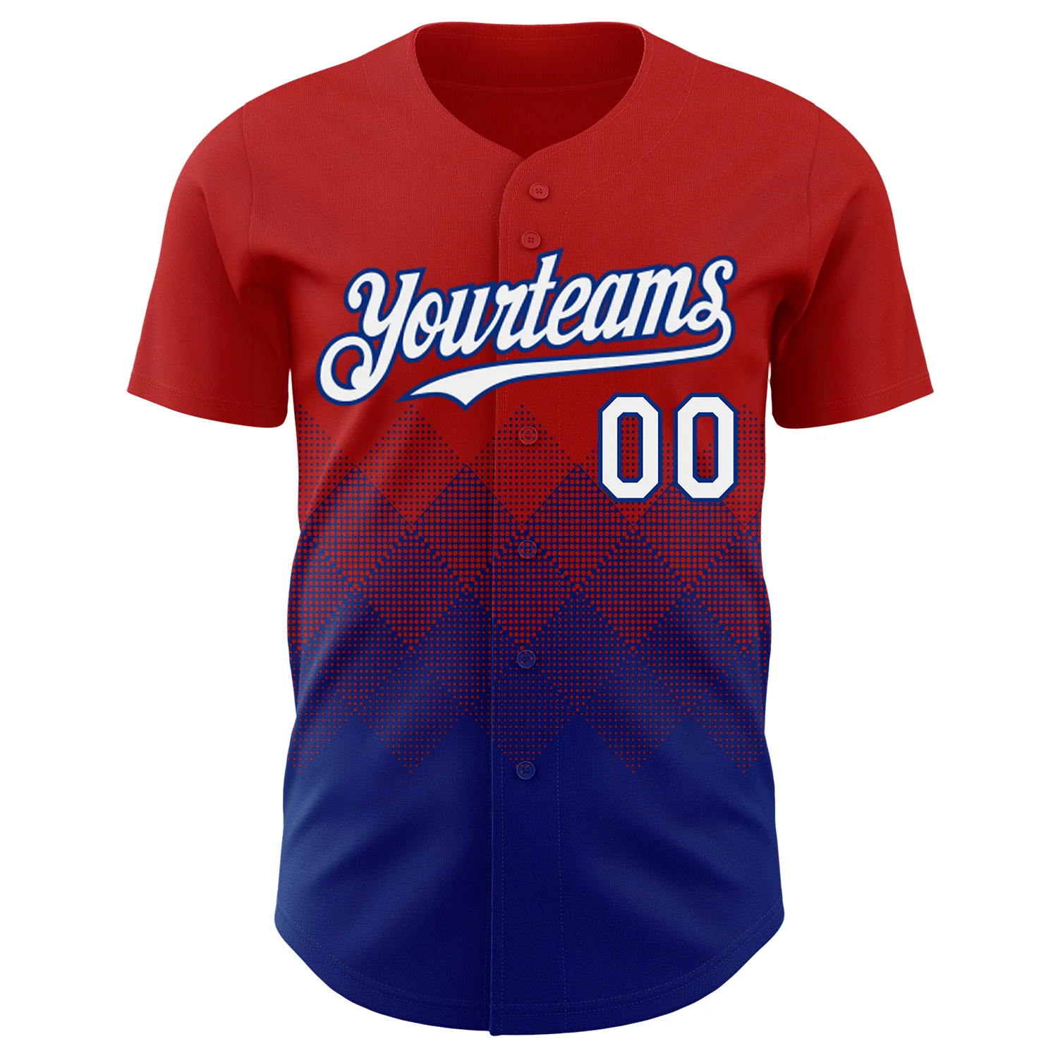 Custom Red White-Royal 3D Gradient Square Shape Authentic Baseball Jersey - Image 2