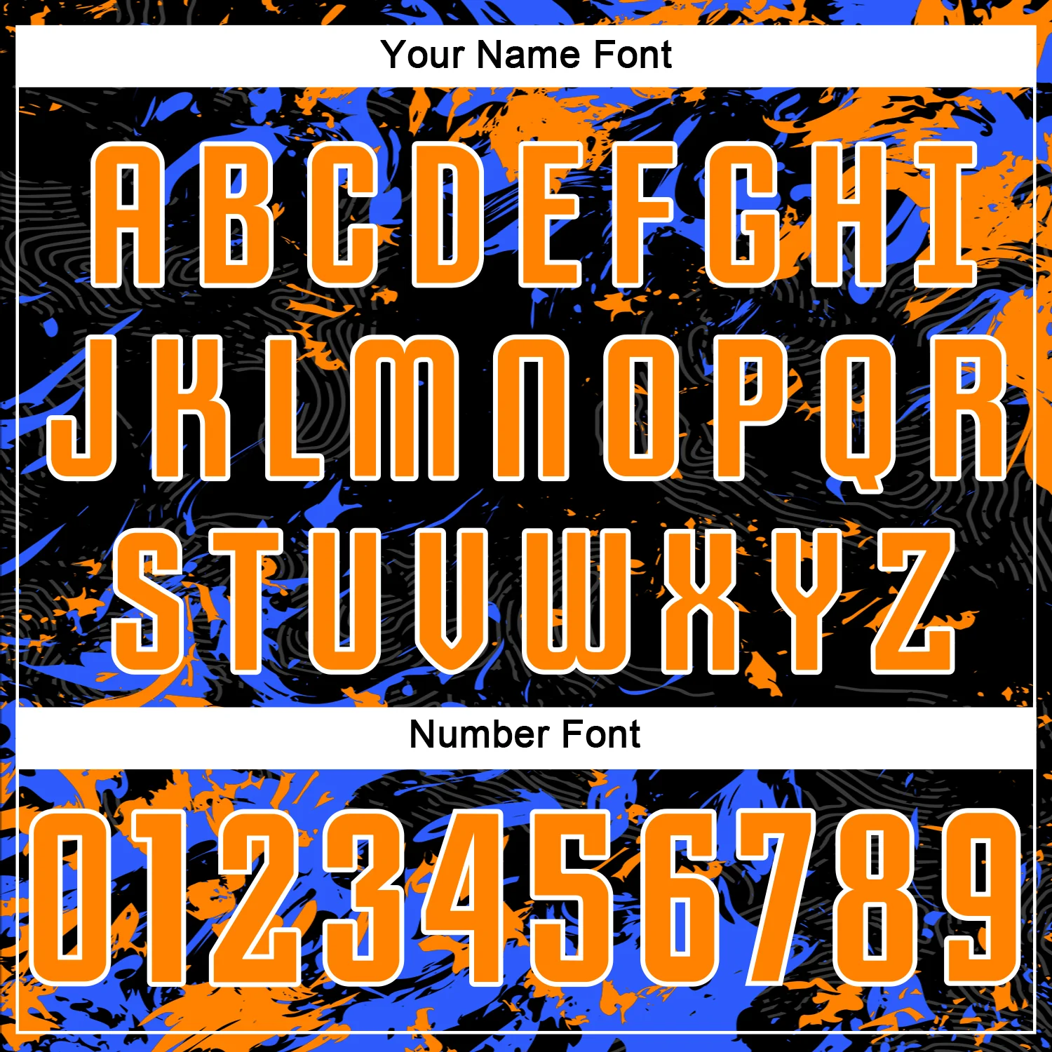 Custom Black Bay Orange Royal-White Fluid Art Splash Sublimation Soccer Uniform Jersey - Image 6
